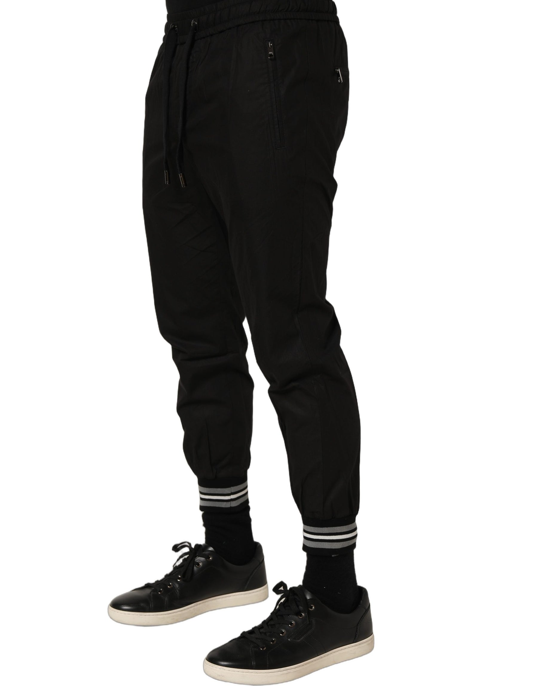 Dolce & Gabbana Black Cotton Mid Waist Jogger Sweatpants Pants | Regal Royce