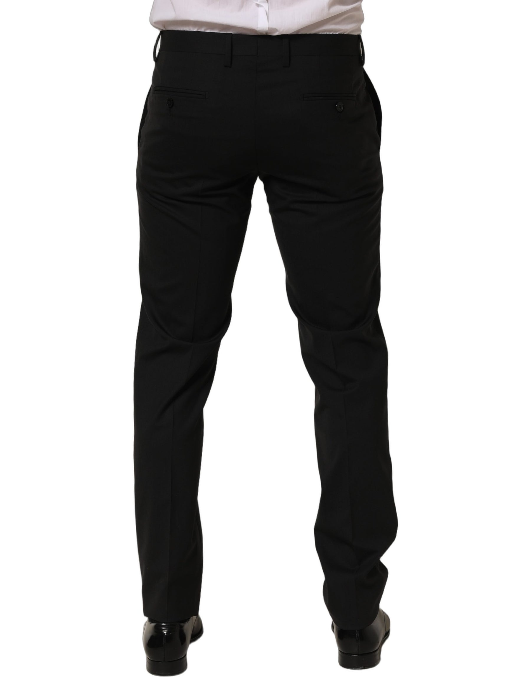 Dolce & Gabbana Black Wool Skinny Leg Dress Men Trouser Pants | Regal Royce