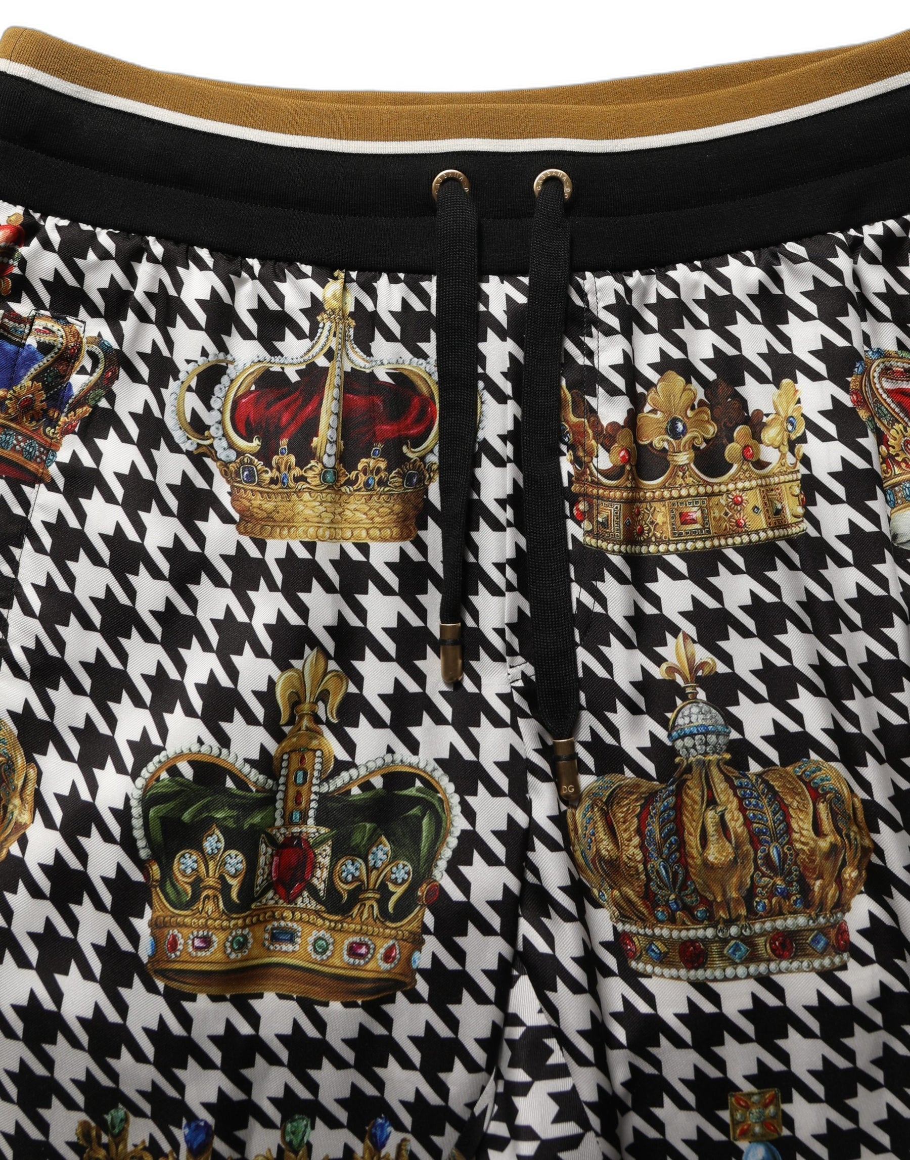 Dolce & Gabbana Multicolor Houndstooth Crown Men Sweatpants Pants | Regal Royce
