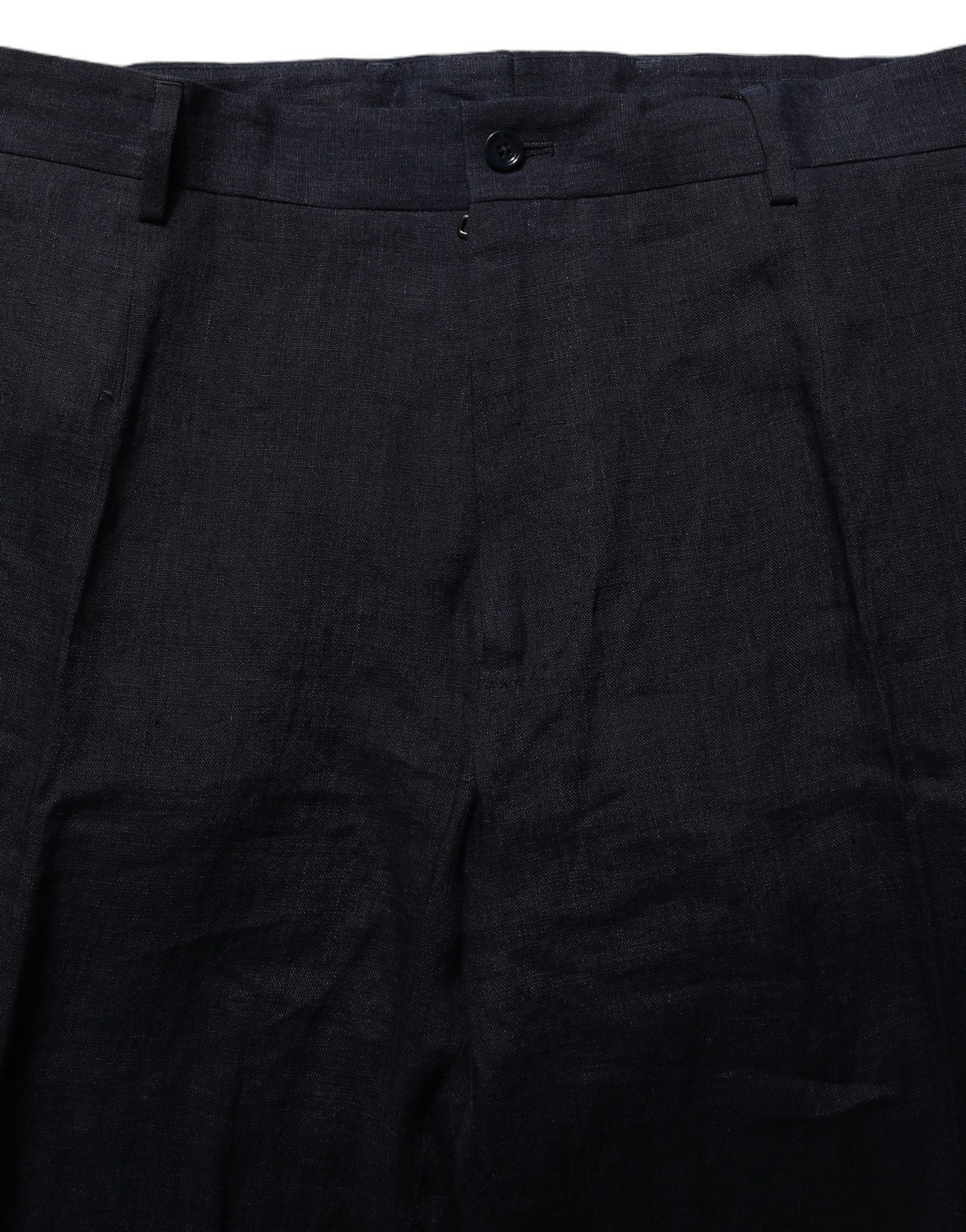 Dolce & Gabbana Black Linen Straight Leg Dress Trouser Pants | Regal Royce