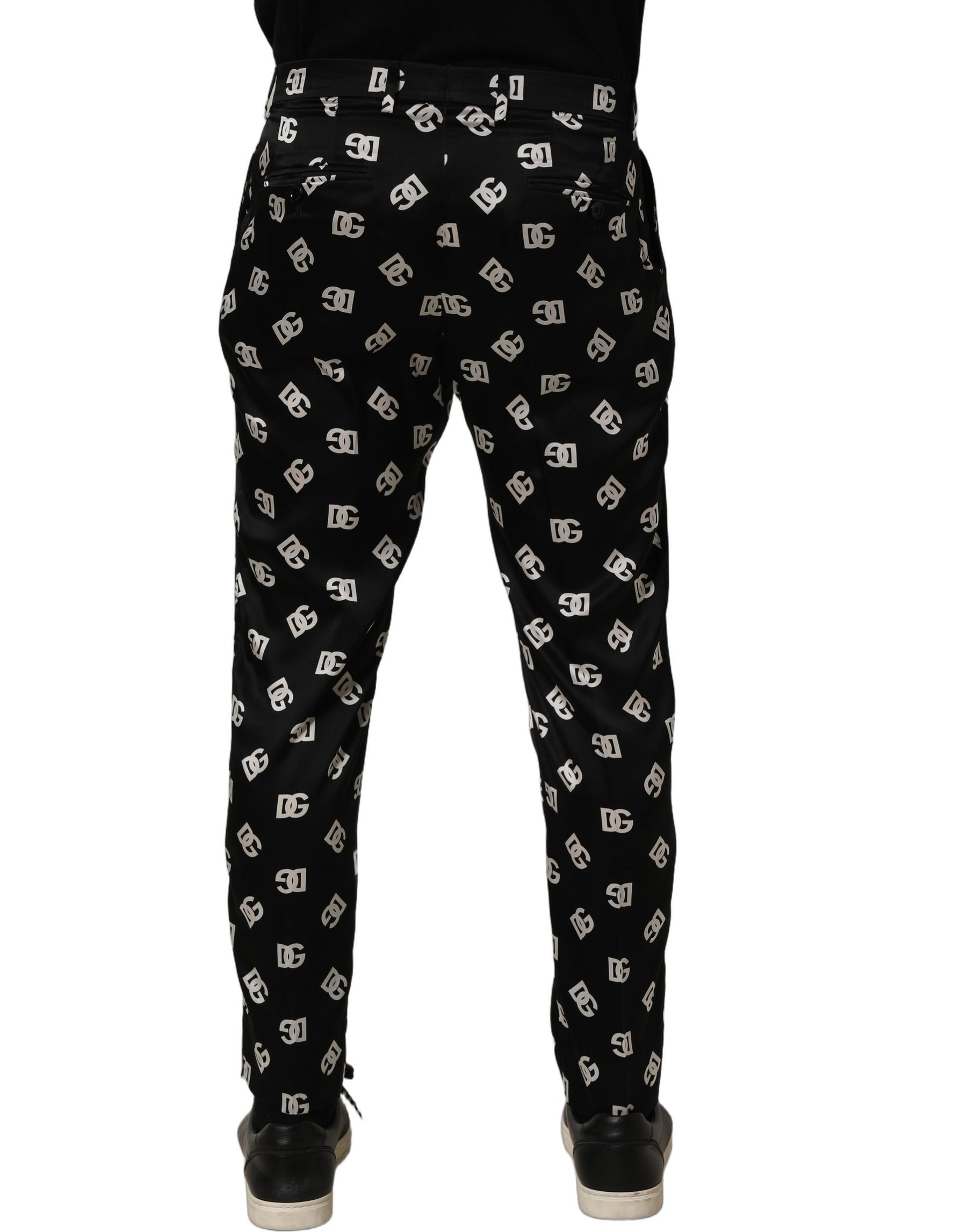 Dolce & Gabbana Black Silk Skinny Leg Dress Men Trouser Pants | Regal Royce