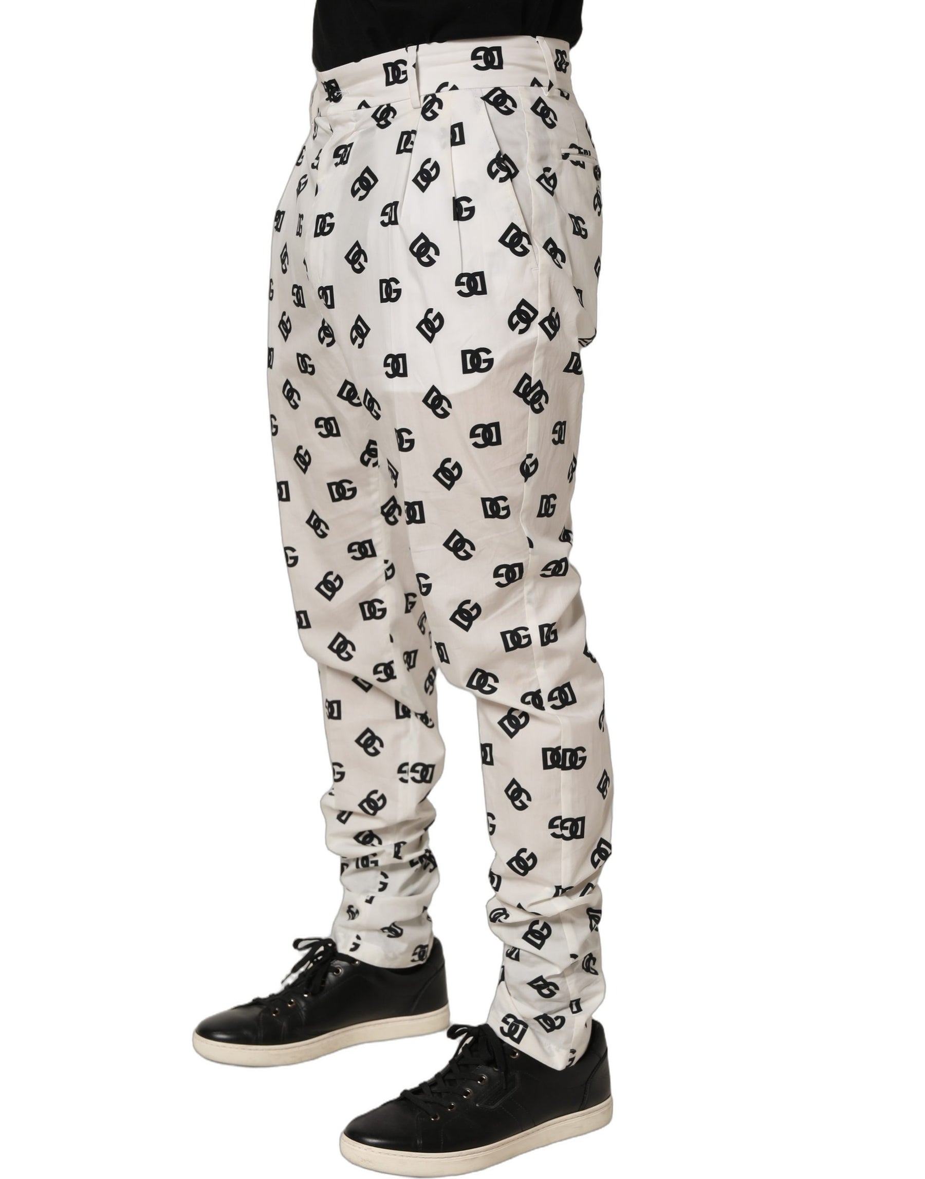 Dolce & Gabbana White Logo Skinny Leg Dress Men Trouser Pants | Regal Royce