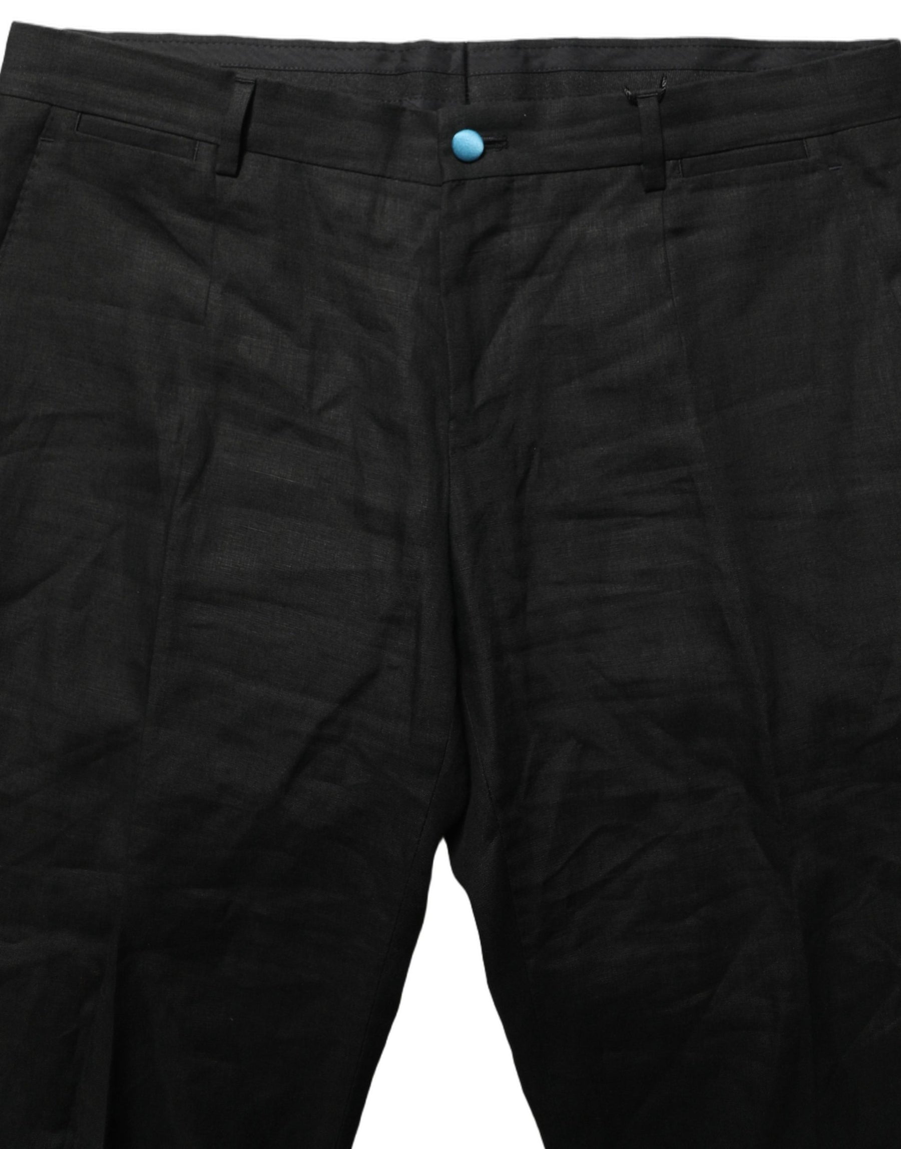Dolce & Gabbana Black Linen Skinny Leg Dress Trouser Pants | Regal Royce