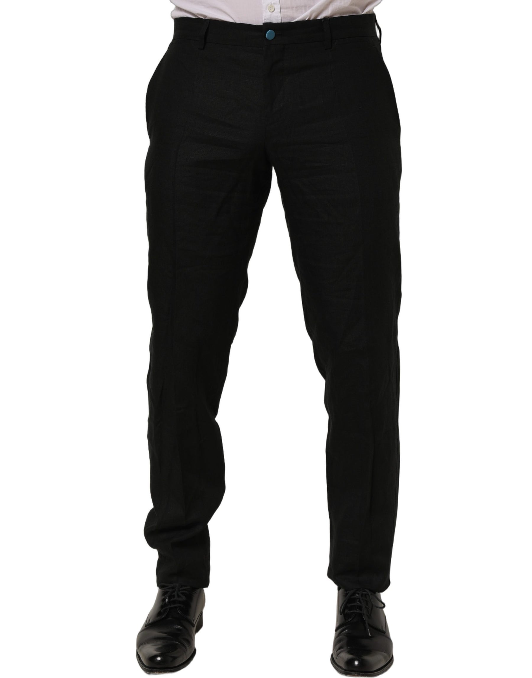 Dolce & Gabbana Black Linen Skinny Leg Dress Trouser Pants | Regal Royce
