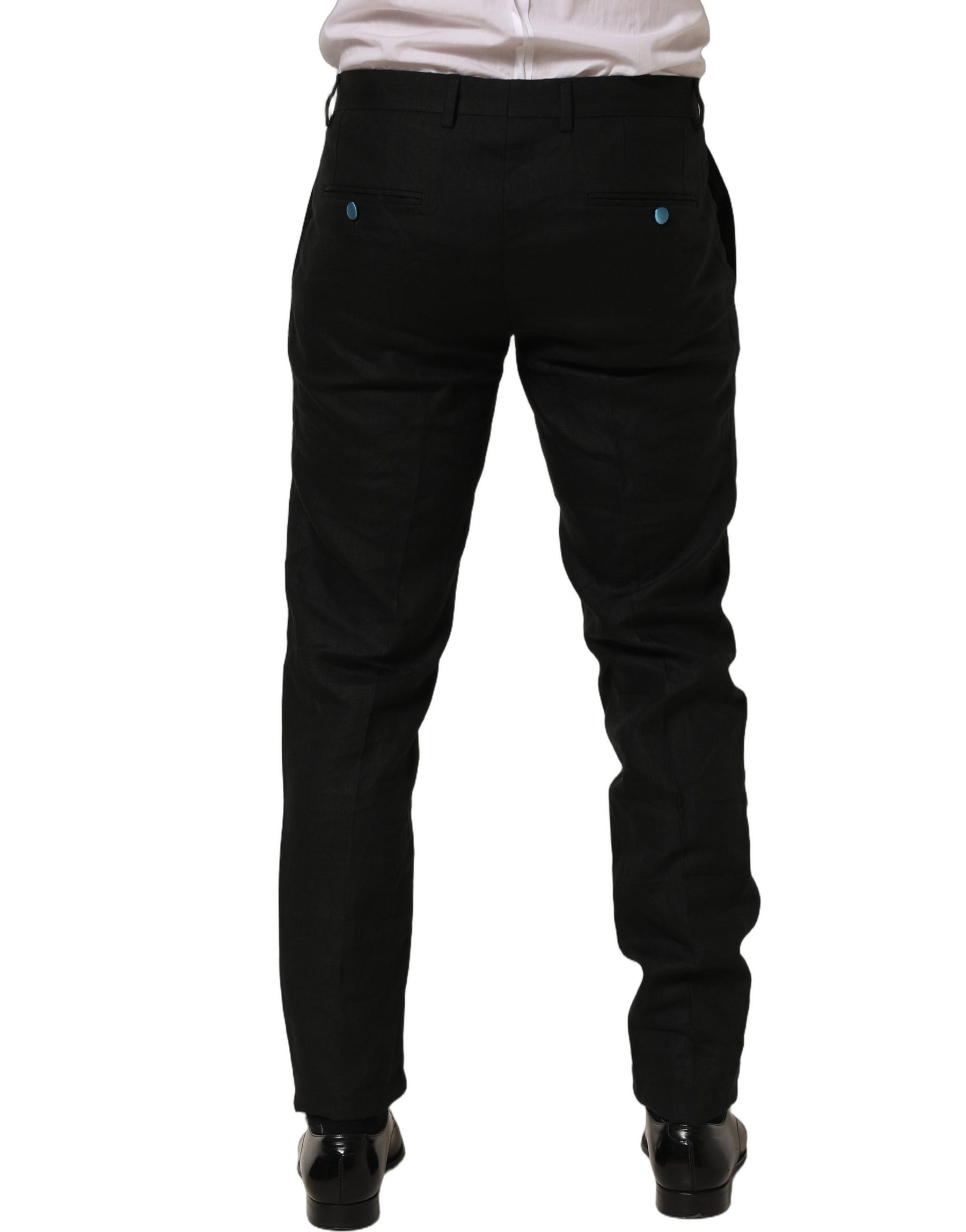 Dolce & Gabbana Black Linen Skinny Leg Dress Trouser Pants | Regal Royce