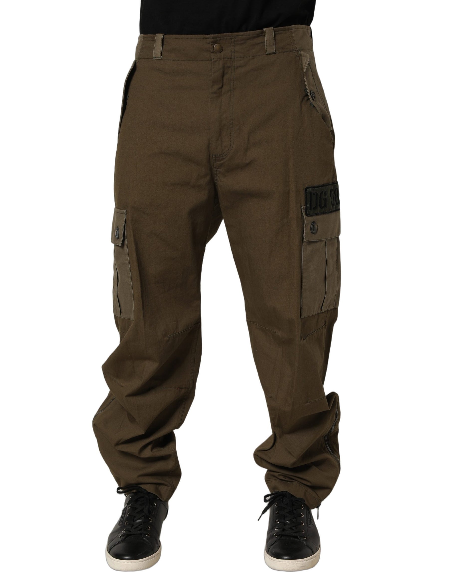 Dolce & Gabbana Brown Mid Waist Straight Cargo Trouser Pants | Regal Royce