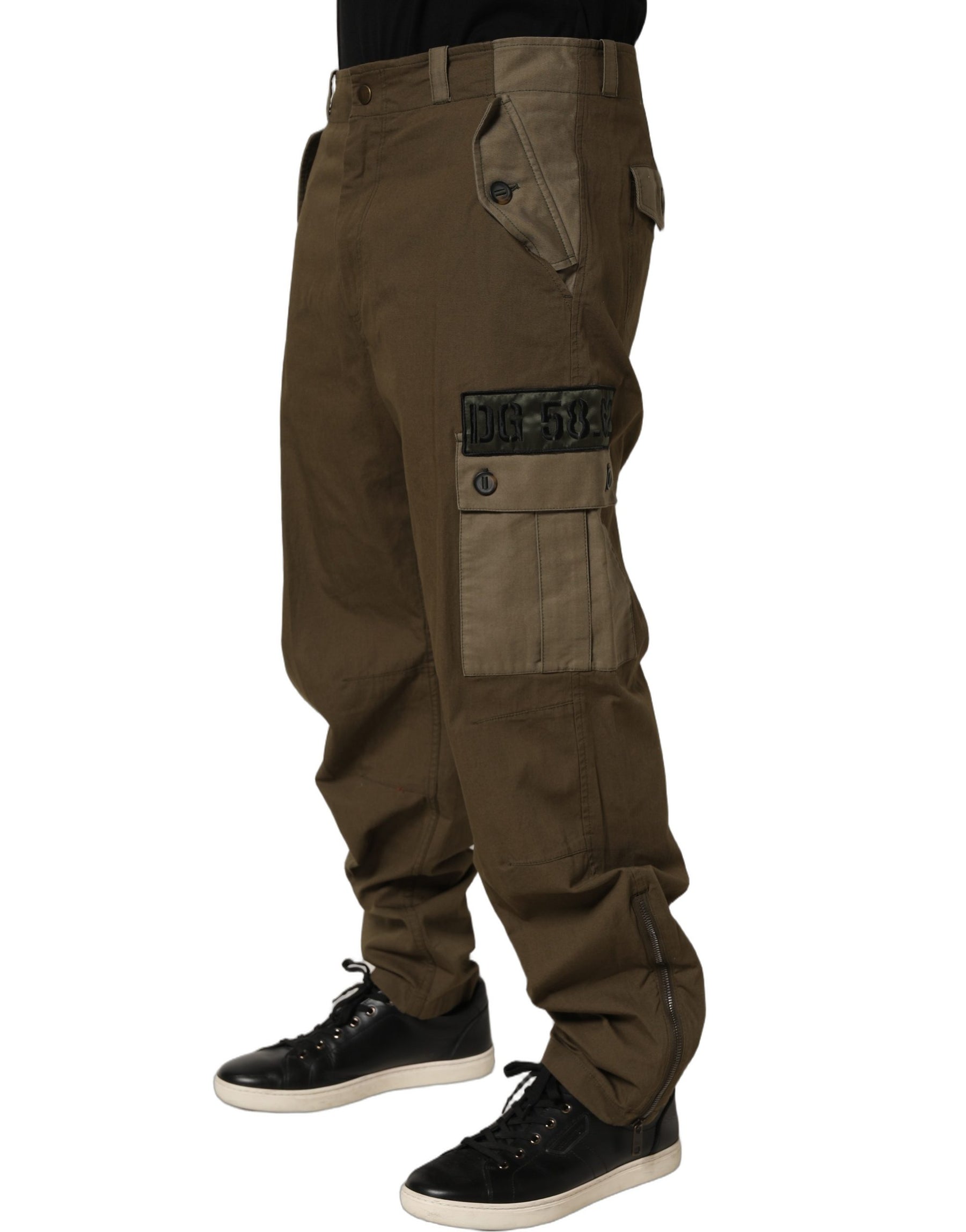 Dolce & Gabbana Brown Mid Waist Straight Cargo Trouser Pants | Regal Royce