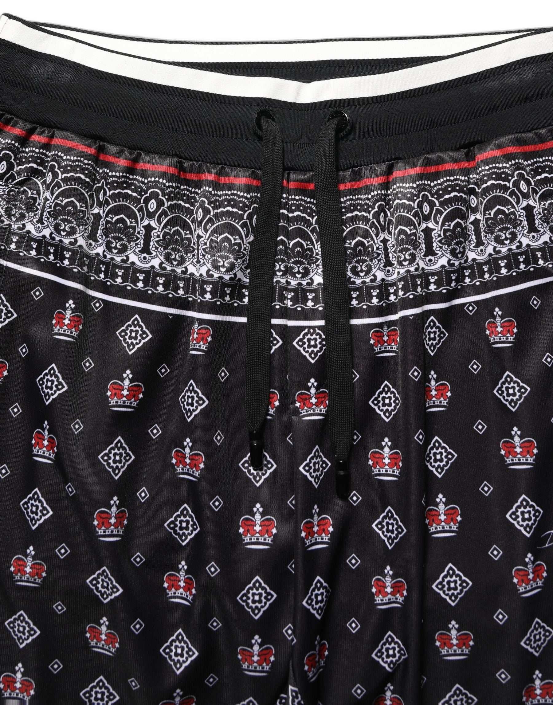 Dolce & Gabbana Black Bandana Crown Jogger Men Trouser Pants | Regal Royce