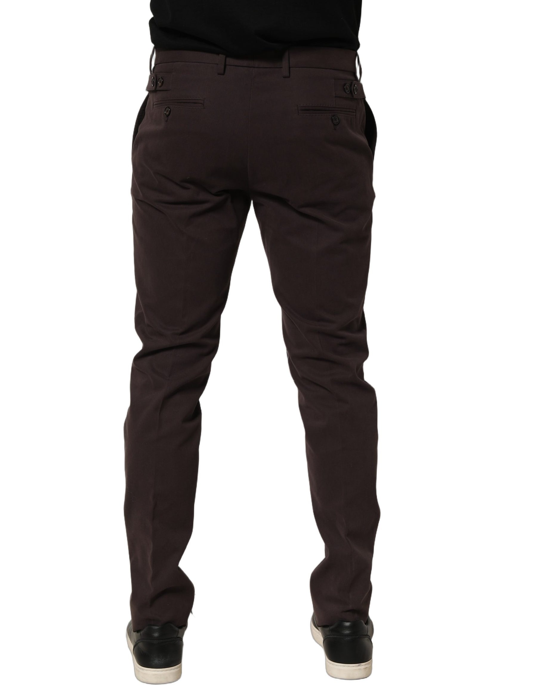 Dolce & Gabbana Brown Cotton Skinny Leg Dress Trouser Pants | Regal Royce