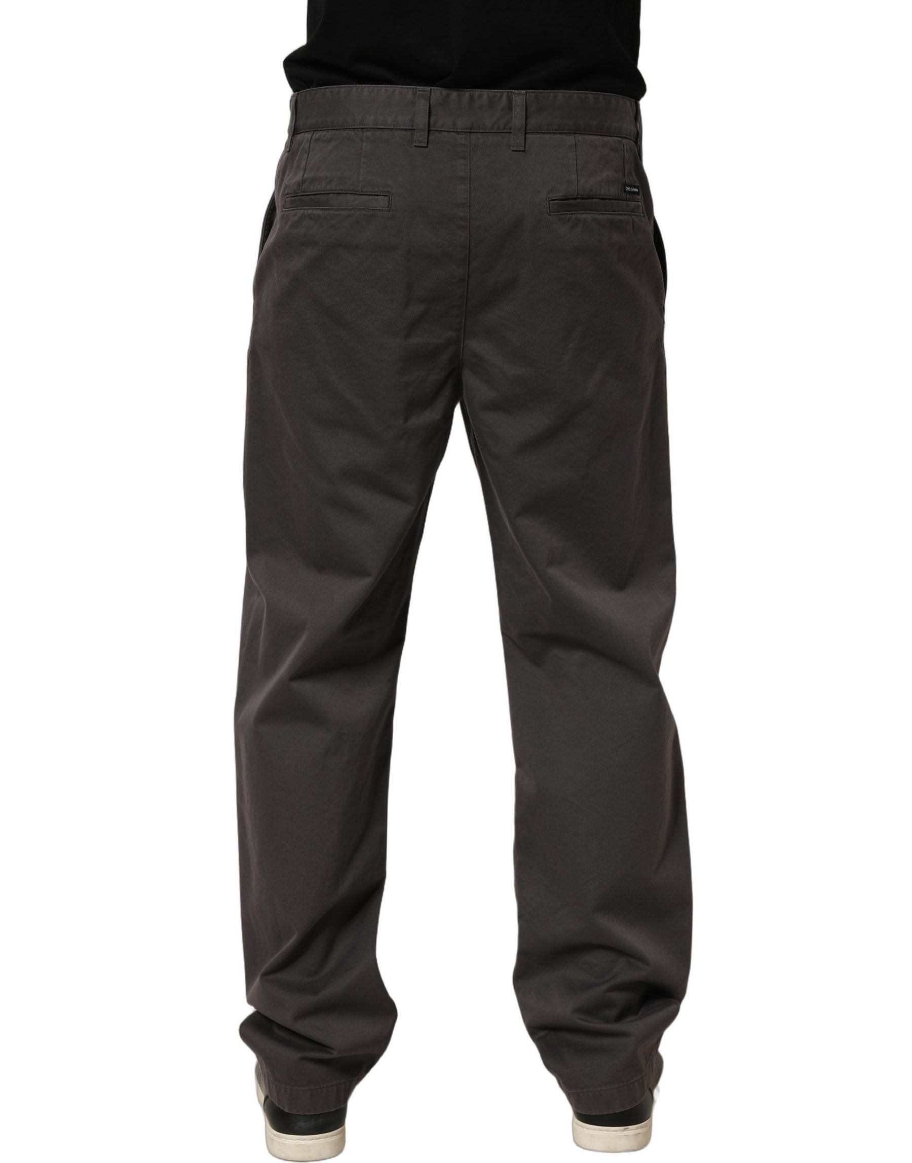 Dolce & Gabbana Dark Gray Cotton Straight Chino Trouser Pants | Regal Royce