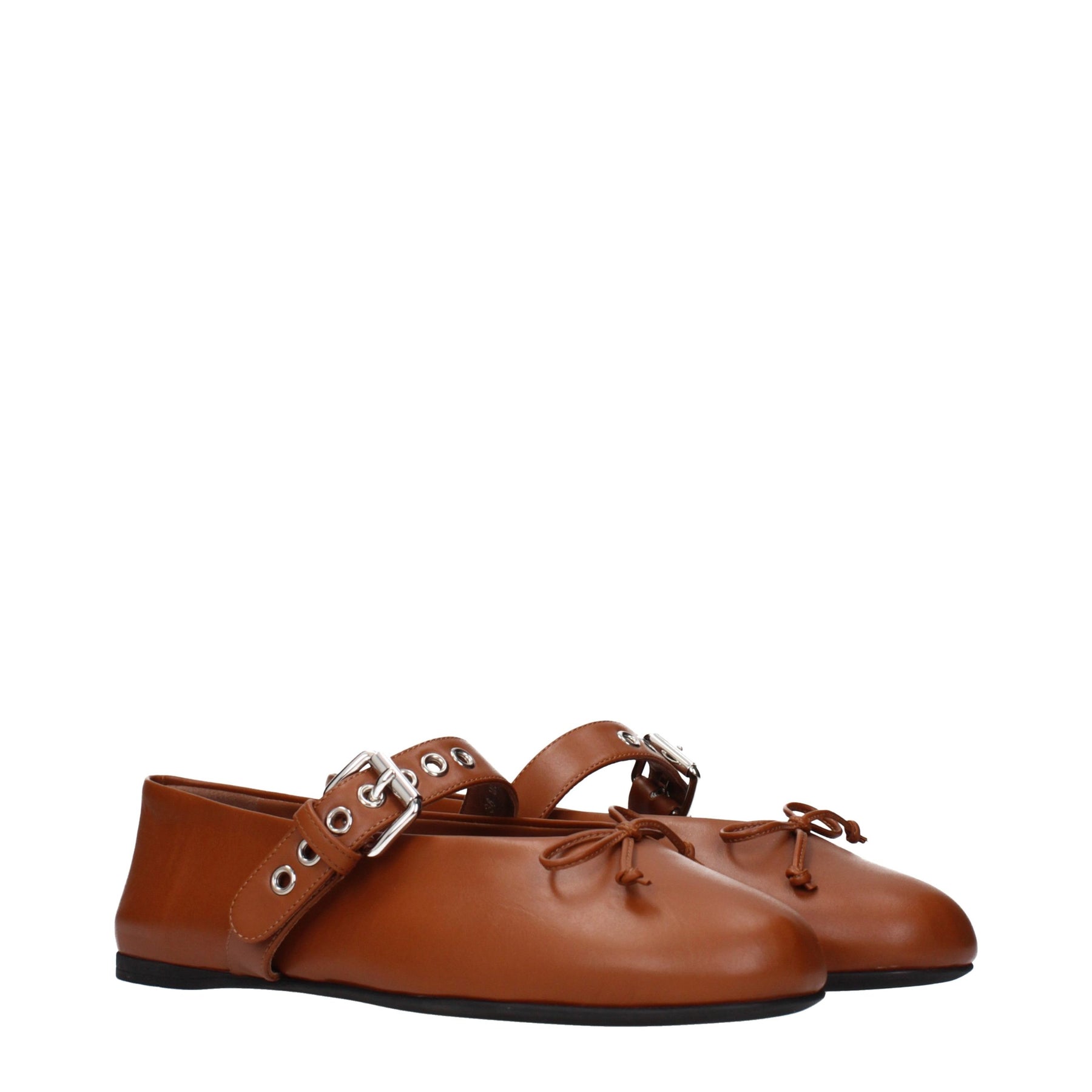 Miu Miu Brown Leather Ballet Flats | Regal Royce