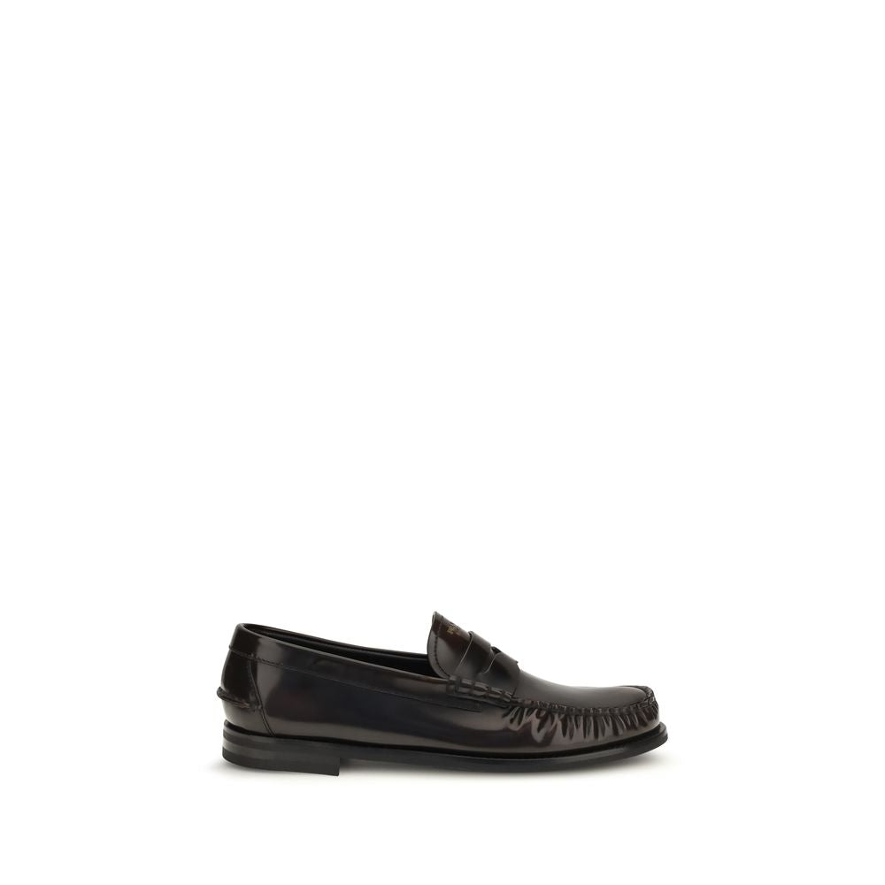 Prada Brown Calf Leather Bos Taurus Slip-On Loafers | Regal Royce