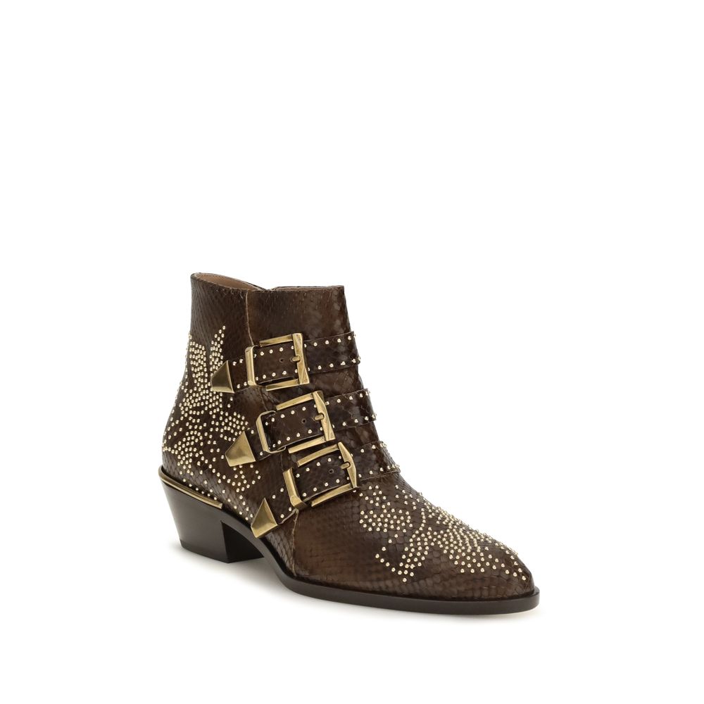 Chloé Brown Calf Leather Bos Taurus Ankle Boots | Regal Royce