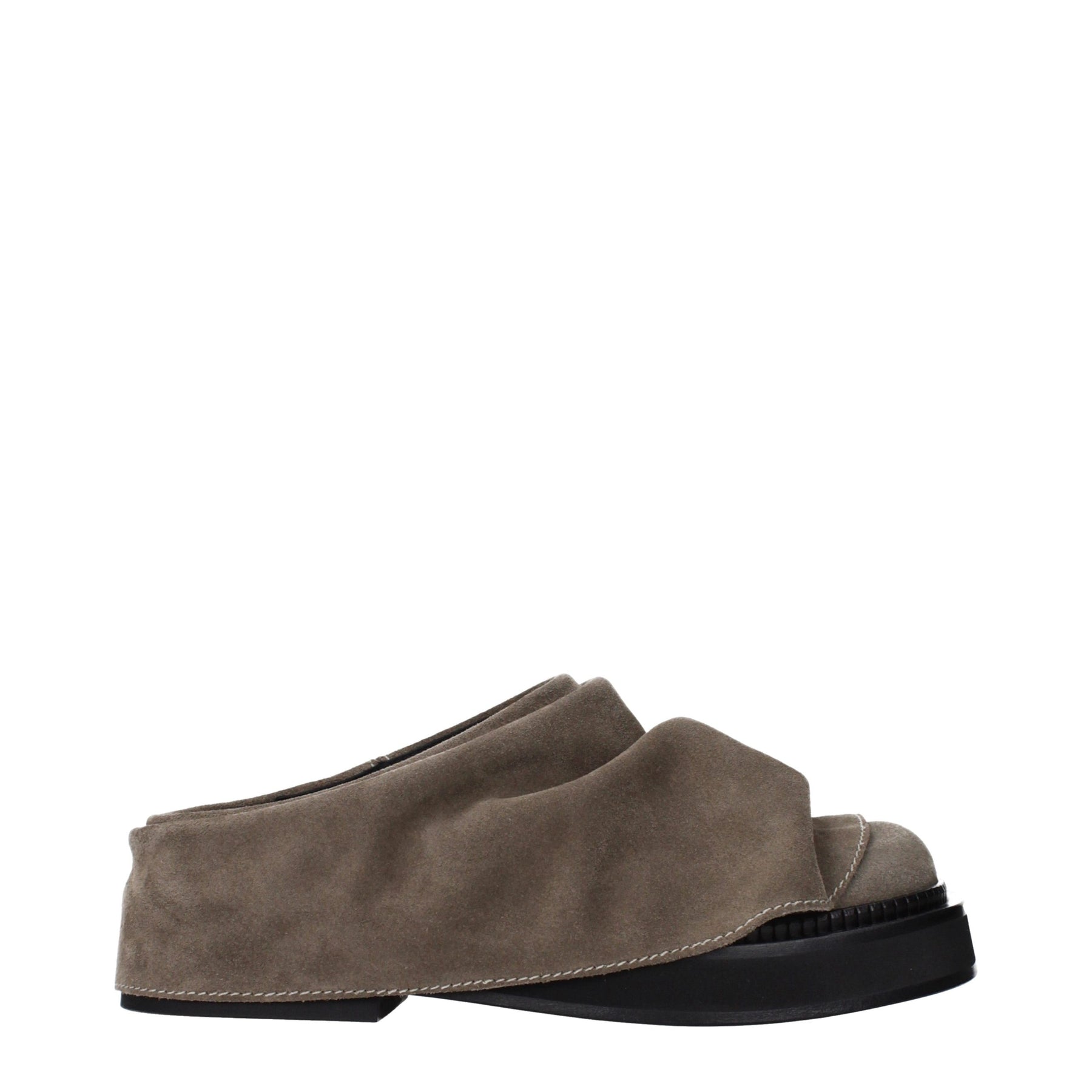 The Attico Gray Leather Slippers | Regal Royce