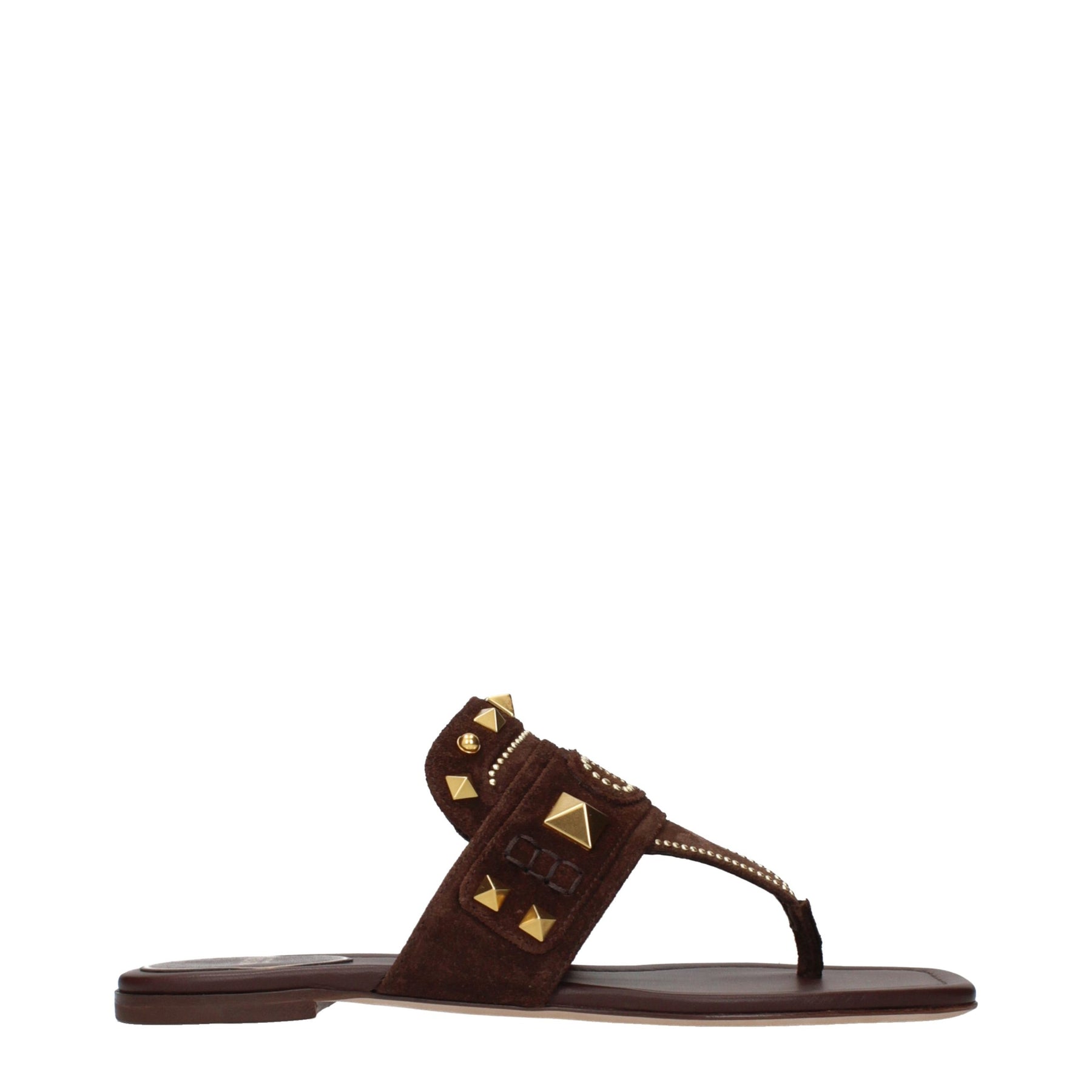 Valentino Garavani Brown Leather Flip-Flop Sandals | Regal Royce