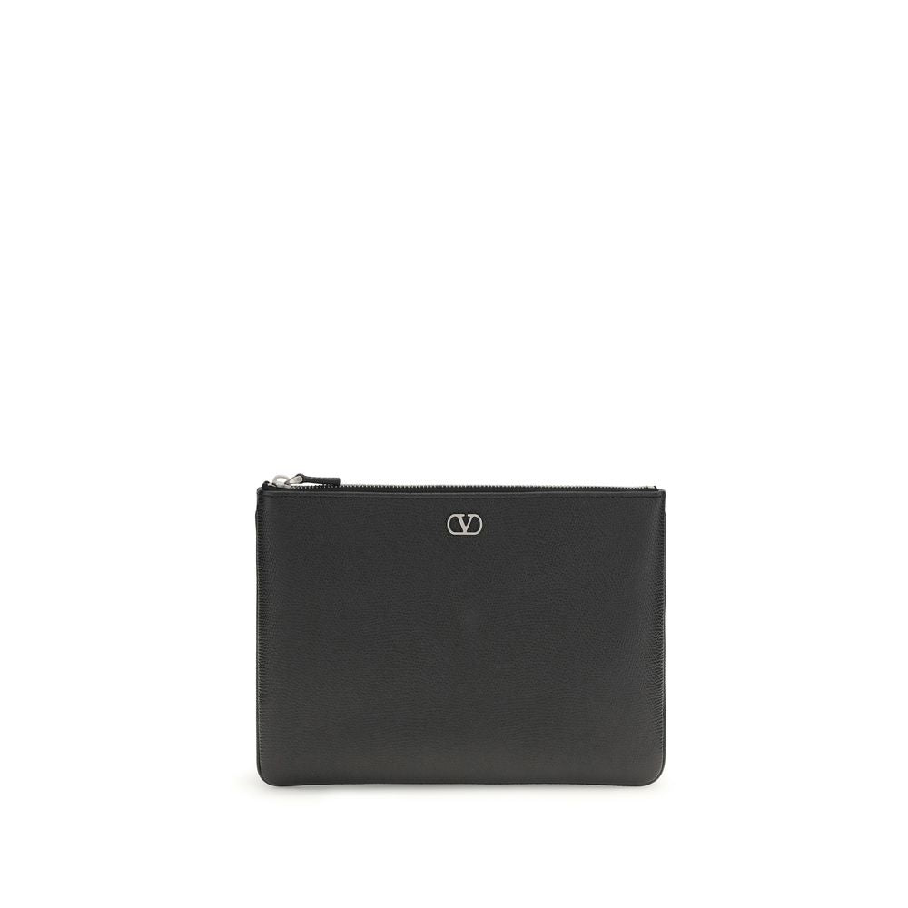 Valentino Garavani Black Calf Leather Bos Taurus Clutch Bag | Regal Royce