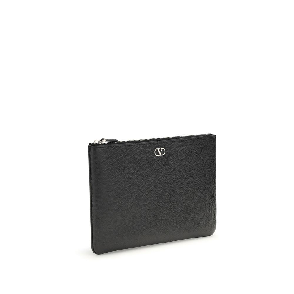 Valentino Garavani Black Calf Leather Bos Taurus Clutch Bag | Regal Royce
