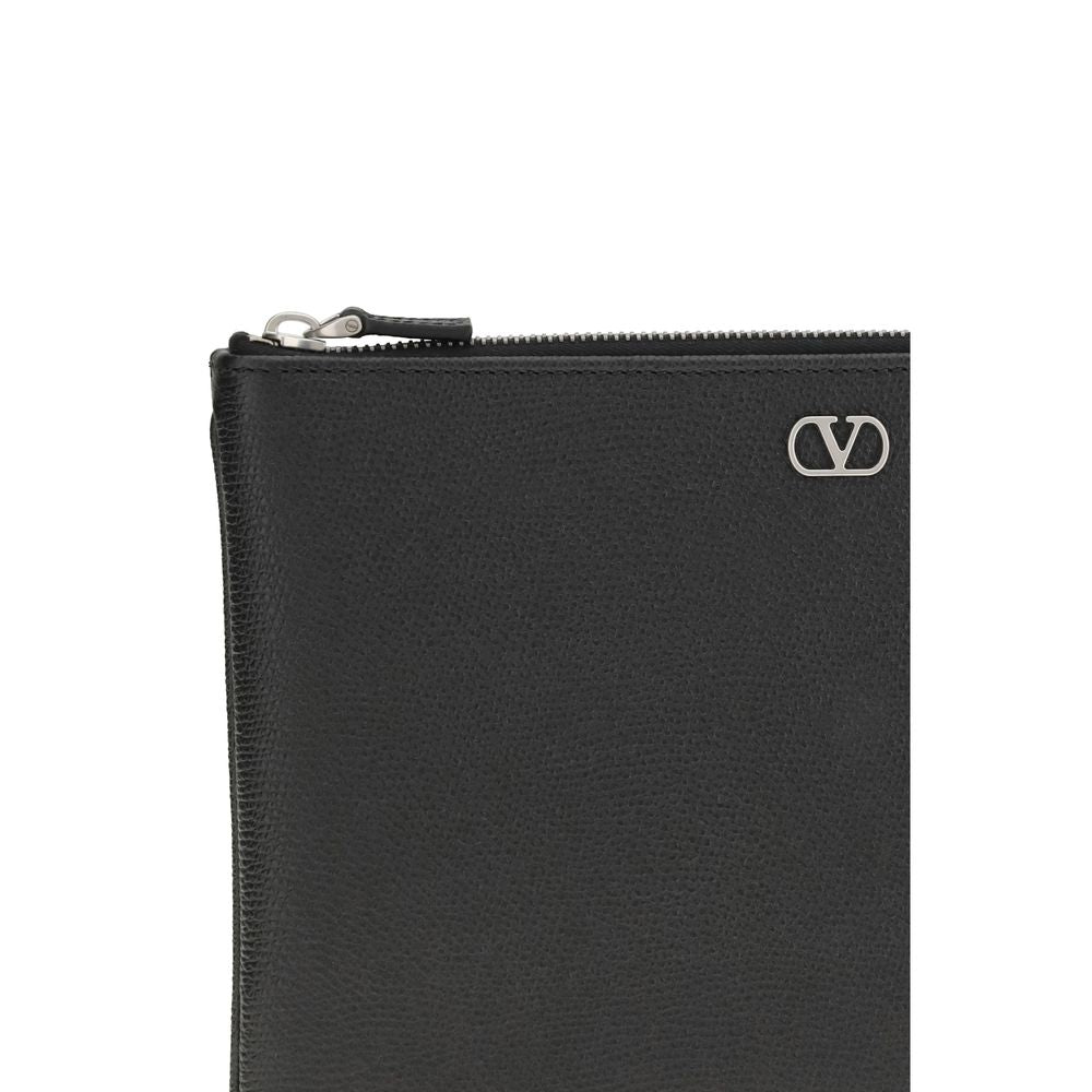 Valentino Garavani Black Calf Leather Bos Taurus Clutch Bag | Regal Royce