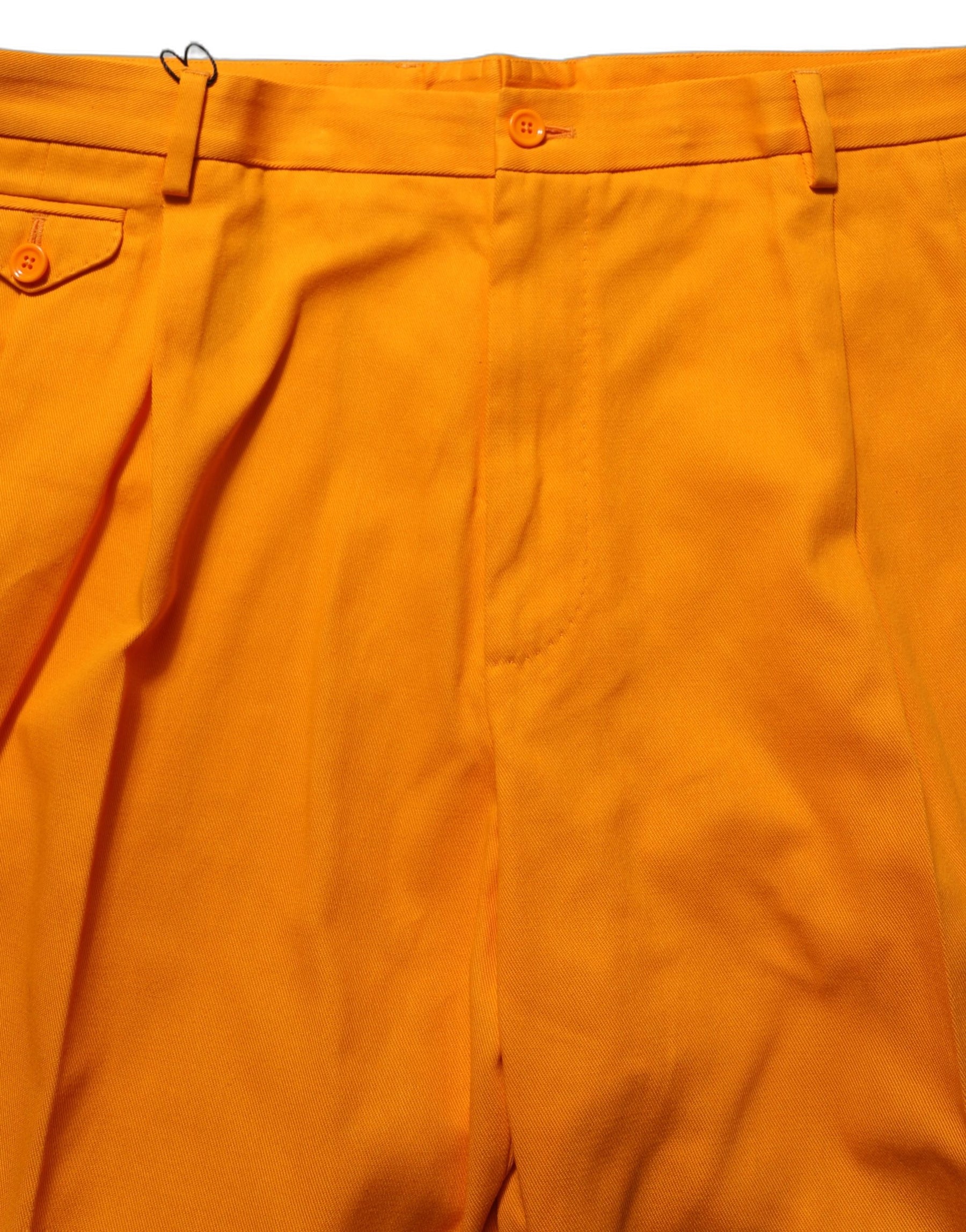 Dolce & Gabbana Orange Cotton Pleated Chino Bermuda Shorts | Regal Royce