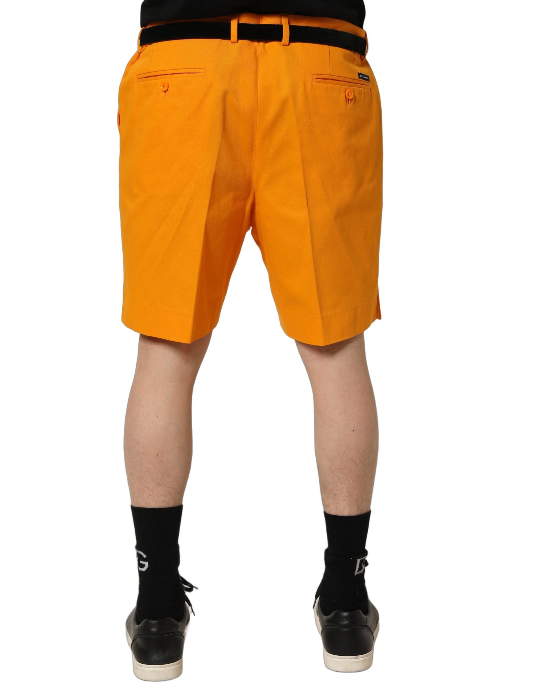 Dolce & Gabbana Orange Cotton Pleated Chino Bermuda Shorts | Regal Royce