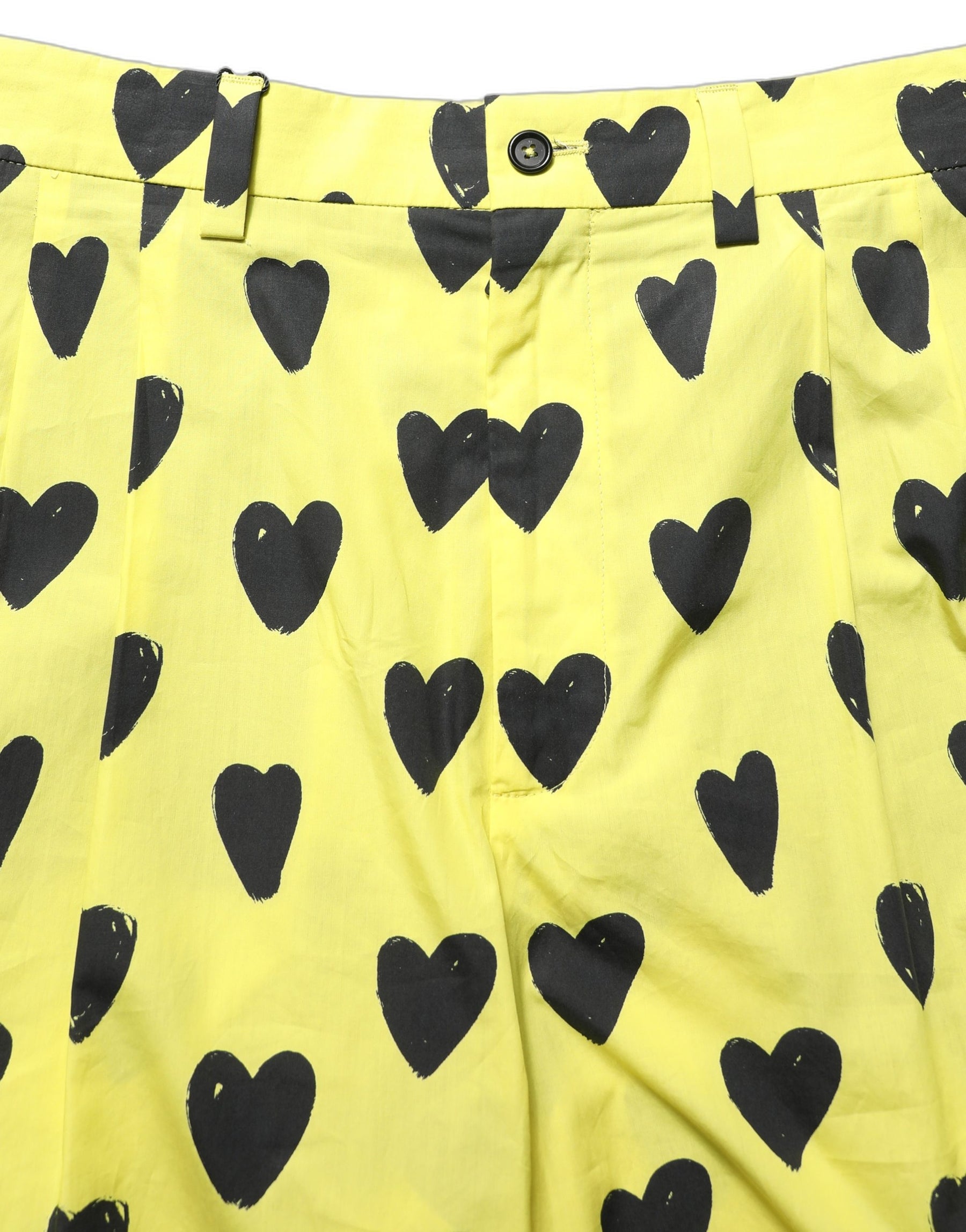Dolce & Gabbana Yellow Cotton Heart Print Men Bermuda Shorts | Regal Royce