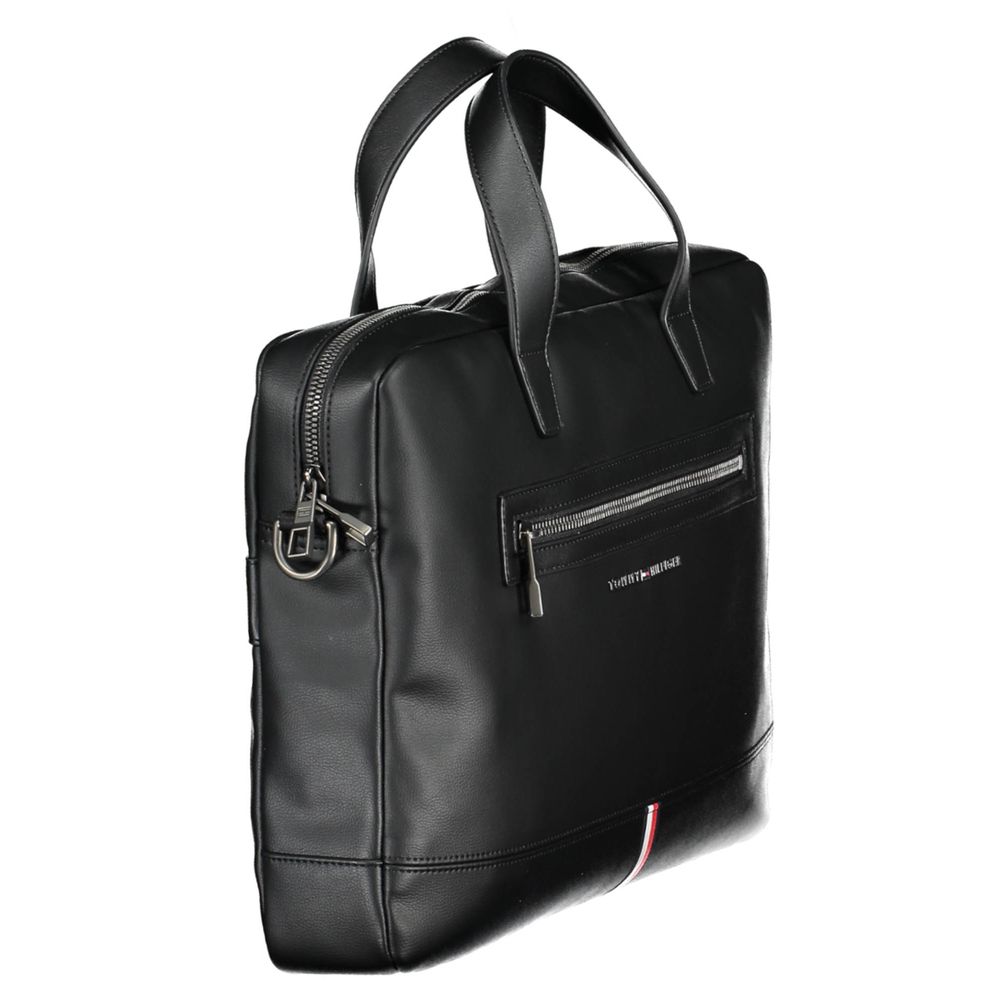 Tommy Hilfiger Black Polyurethane Men's Briefcase | Regal Royce