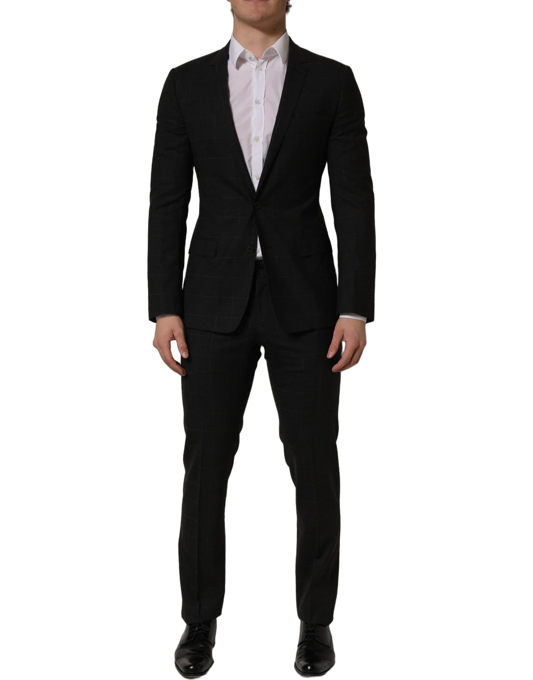 Dolce & Gabbana Black Wool Slim Fit Formal 2 Piece Men Suit | Regal Royce