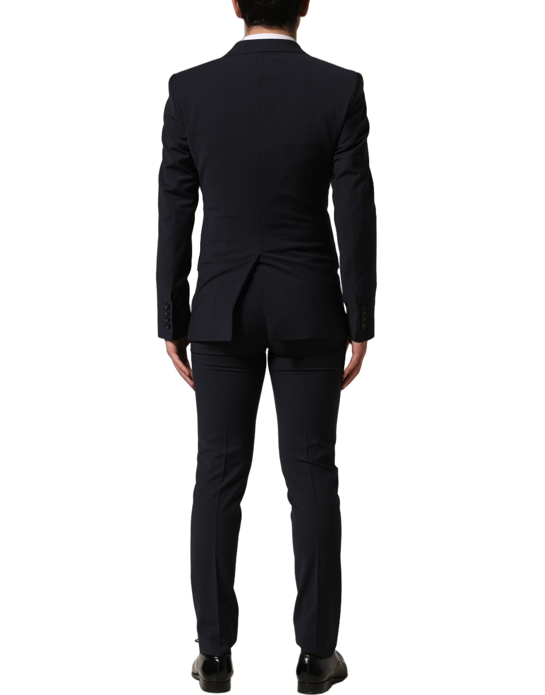 Dolce & Gabbana Black Wool Slim Fit Formal 3 Piece Men Suit | Regal Royce