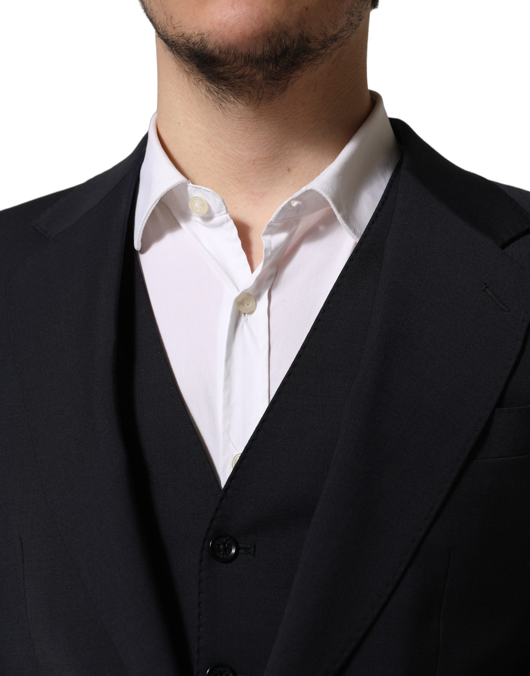 Dolce & Gabbana Black Wool Slim Fit Formal 3 Piece Men Suit | Regal Royce