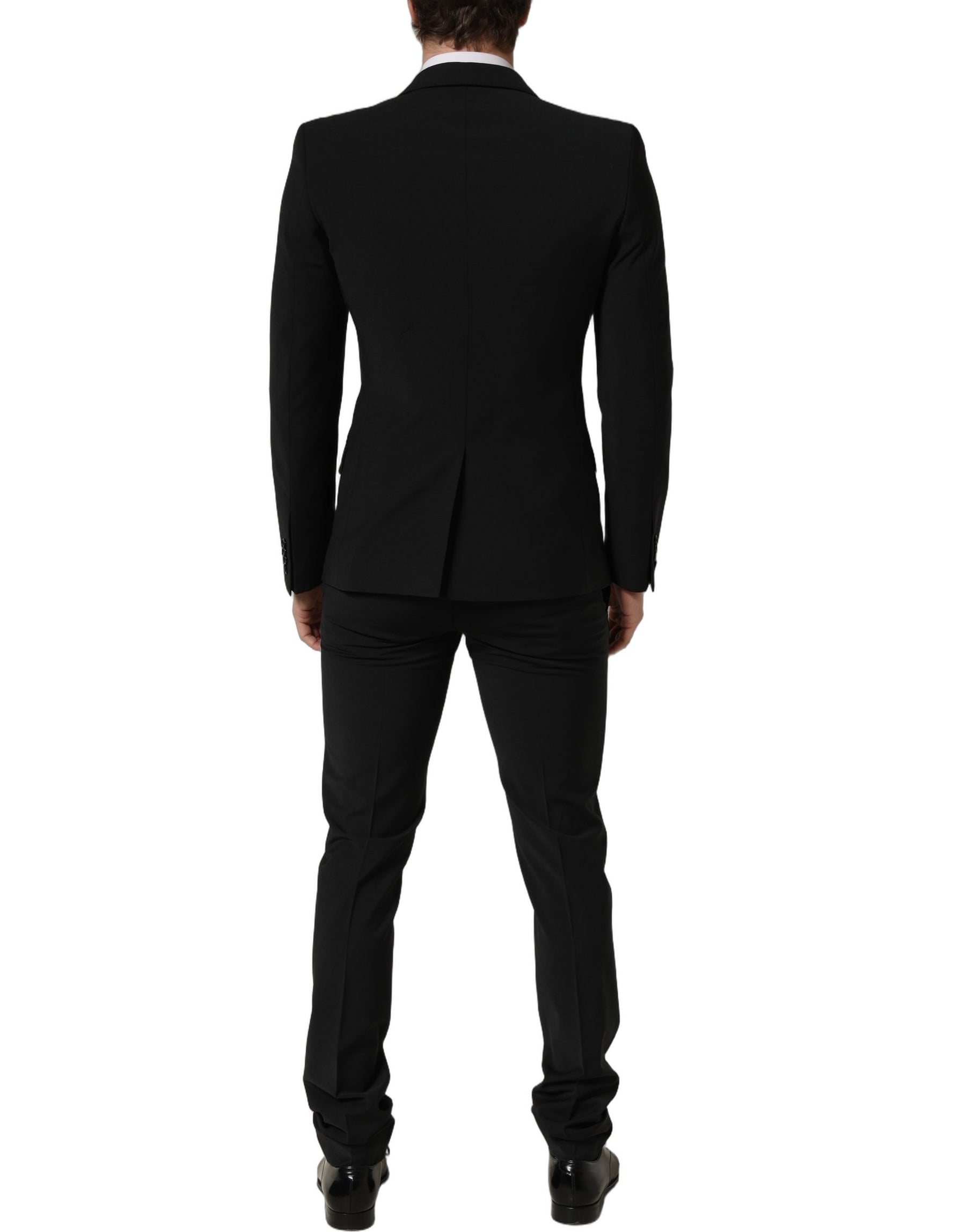 Dolce & Gabbana Black Wool Slim Fit Formal 2 Piece Men Suit | Regal Royce