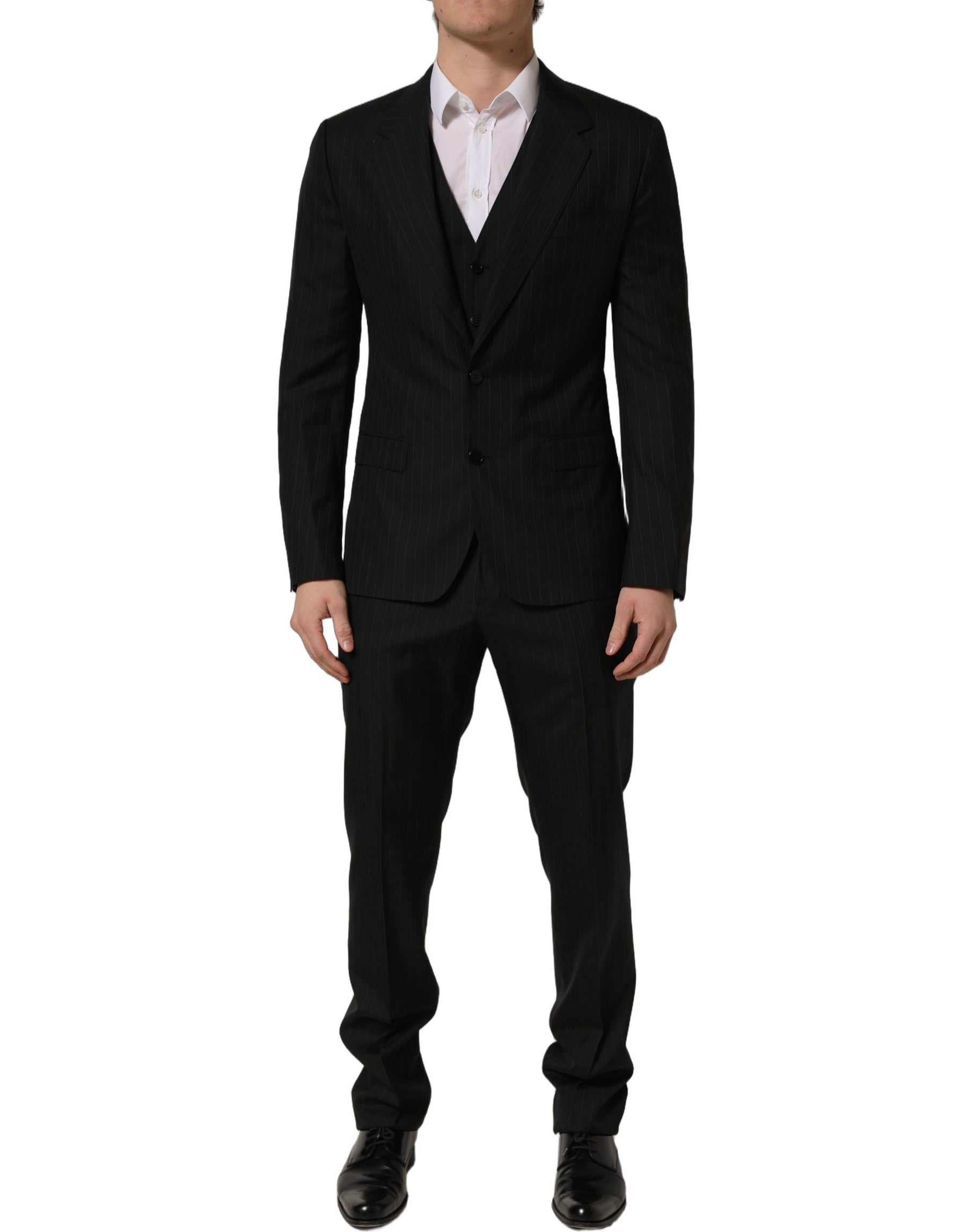 Dolce & Gabbana Black Stripes Slim Fit Formal 3 Piece Suit | Regal Royce