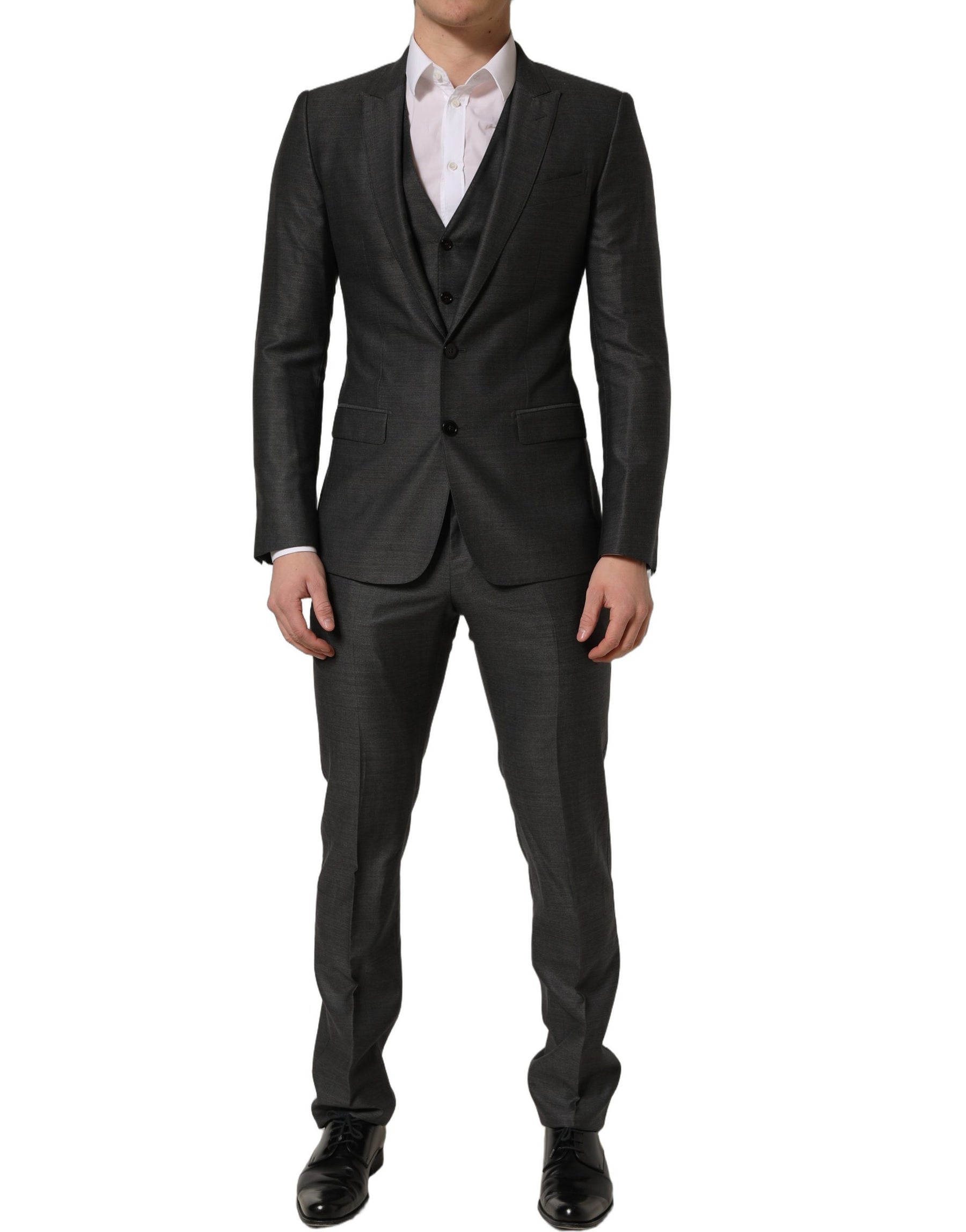 Dolce & Gabbana Gray MARTINI Slim Fit Formal 3 Piece Suit | Regal Royce