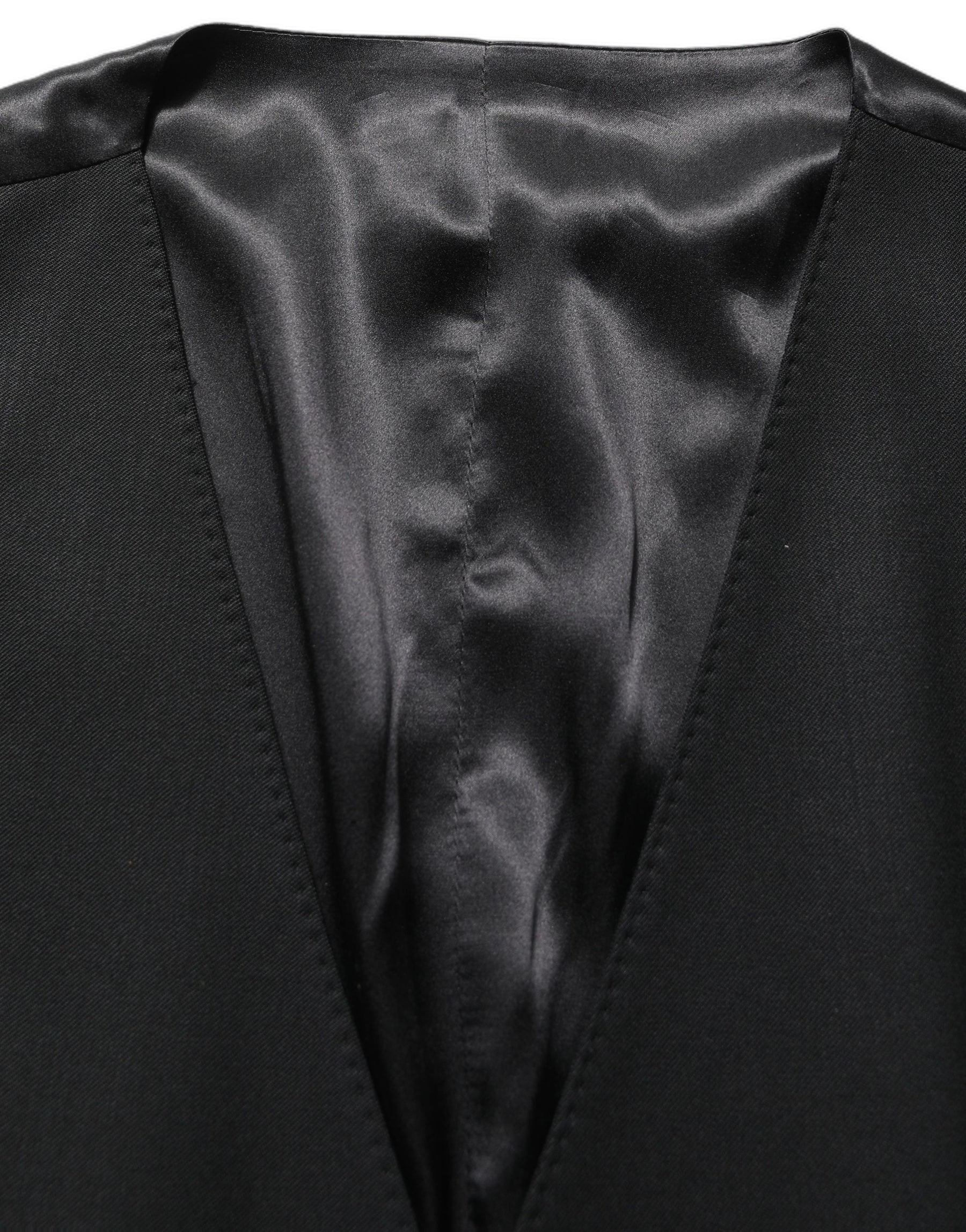Dolce & Gabbana Black Wool Slim Fit Formal 3 Piece Men Suit | Regal Royce