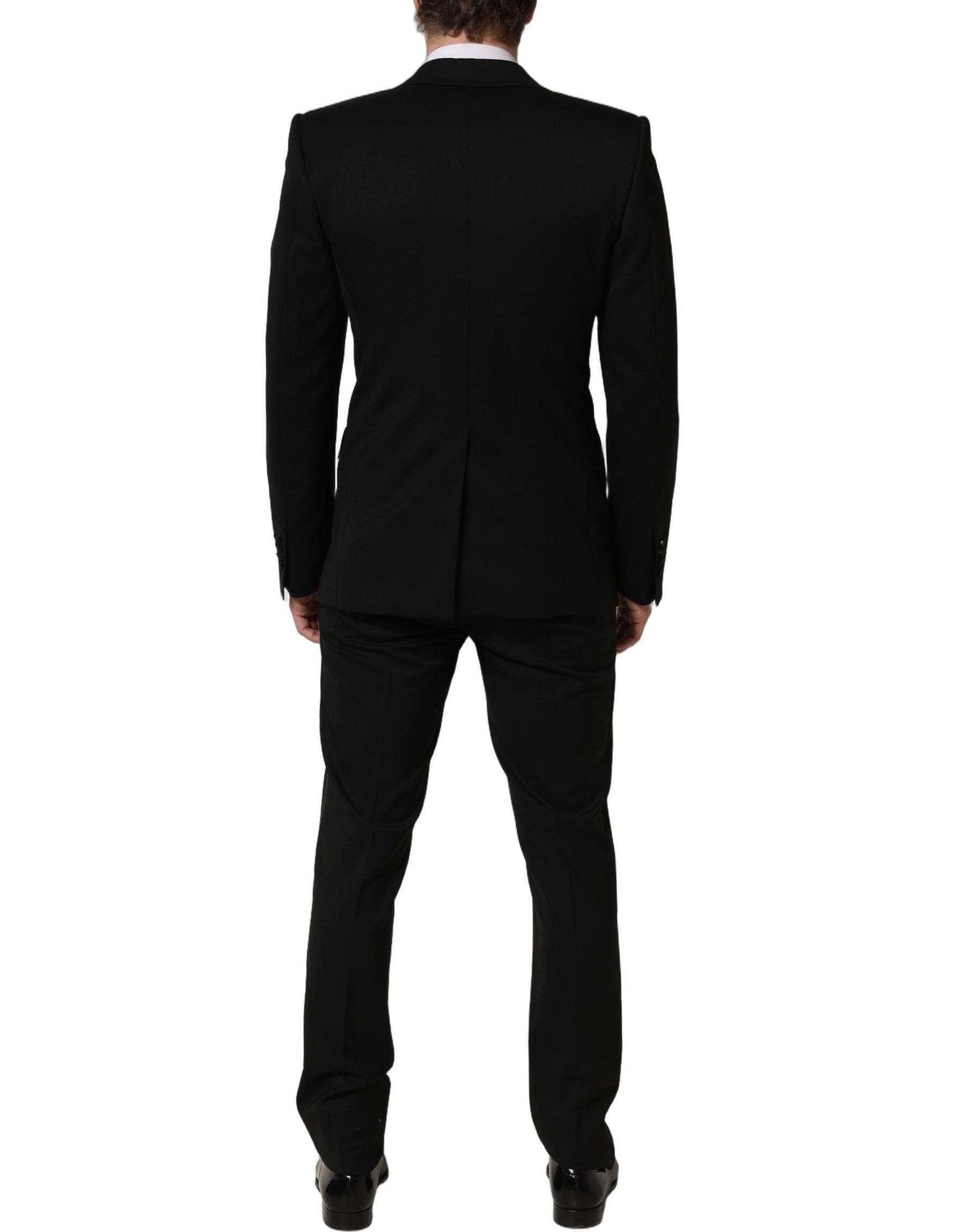 Dolce & Gabbana Black Wool Slim Fit Formal 3 Piece Men Suit | Regal Royce