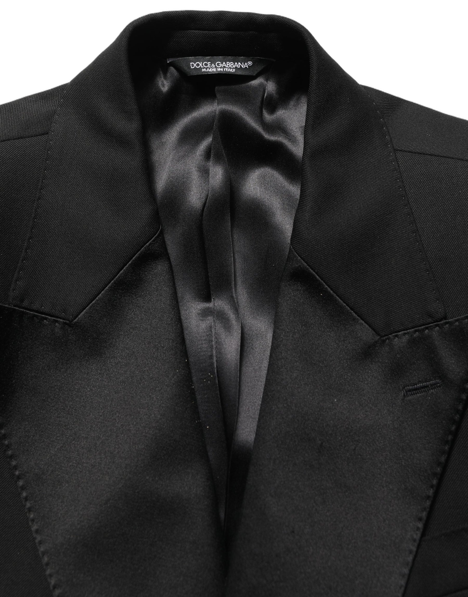 Dolce & Gabbana Black Wool Slim Fit Formal 3 Piece Men Suit | Regal Royce