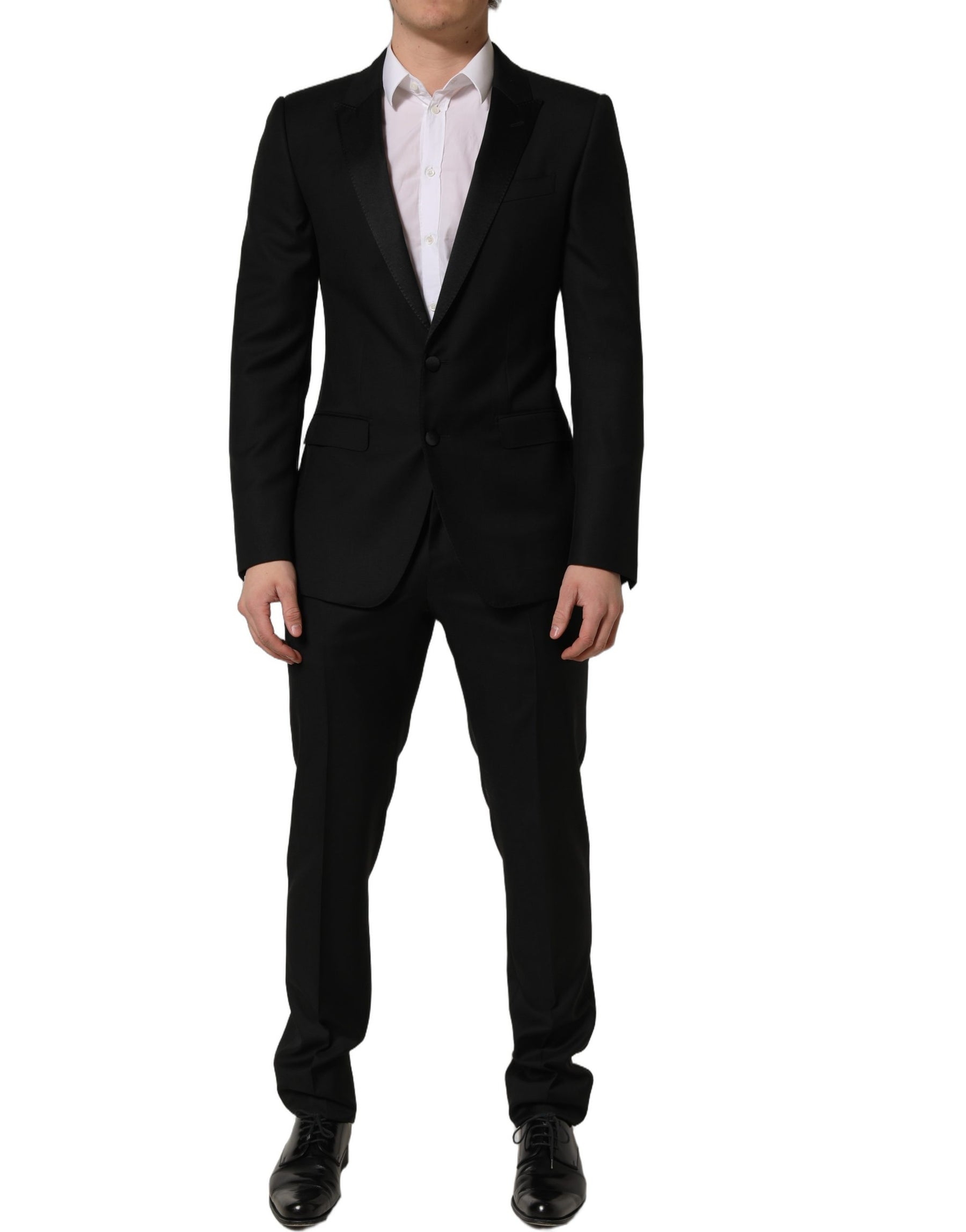 Dolce & Gabbana Black Wool Slim Fit Formal 2 Piece Men Suit | Regal Royce