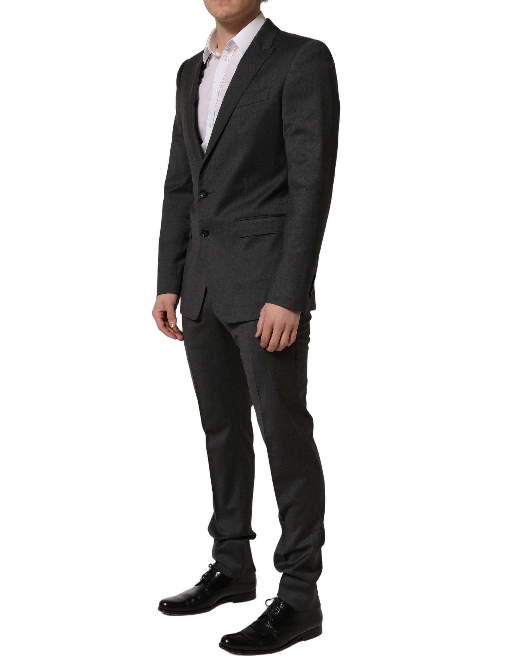 Dolce & Gabbana Gray Wool Slim Fit Formal 2 Piece Men Suit | Regal Royce