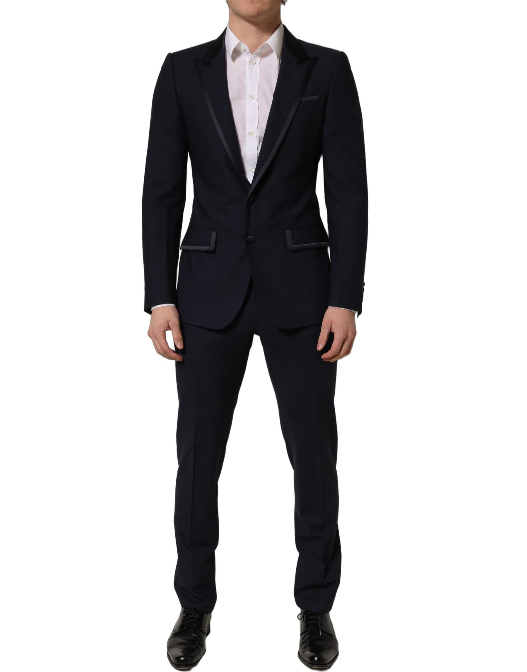 Dolce & Gabbana Black Wool Slim Fit Formal 2 Piece Men Suit | Regal Royce