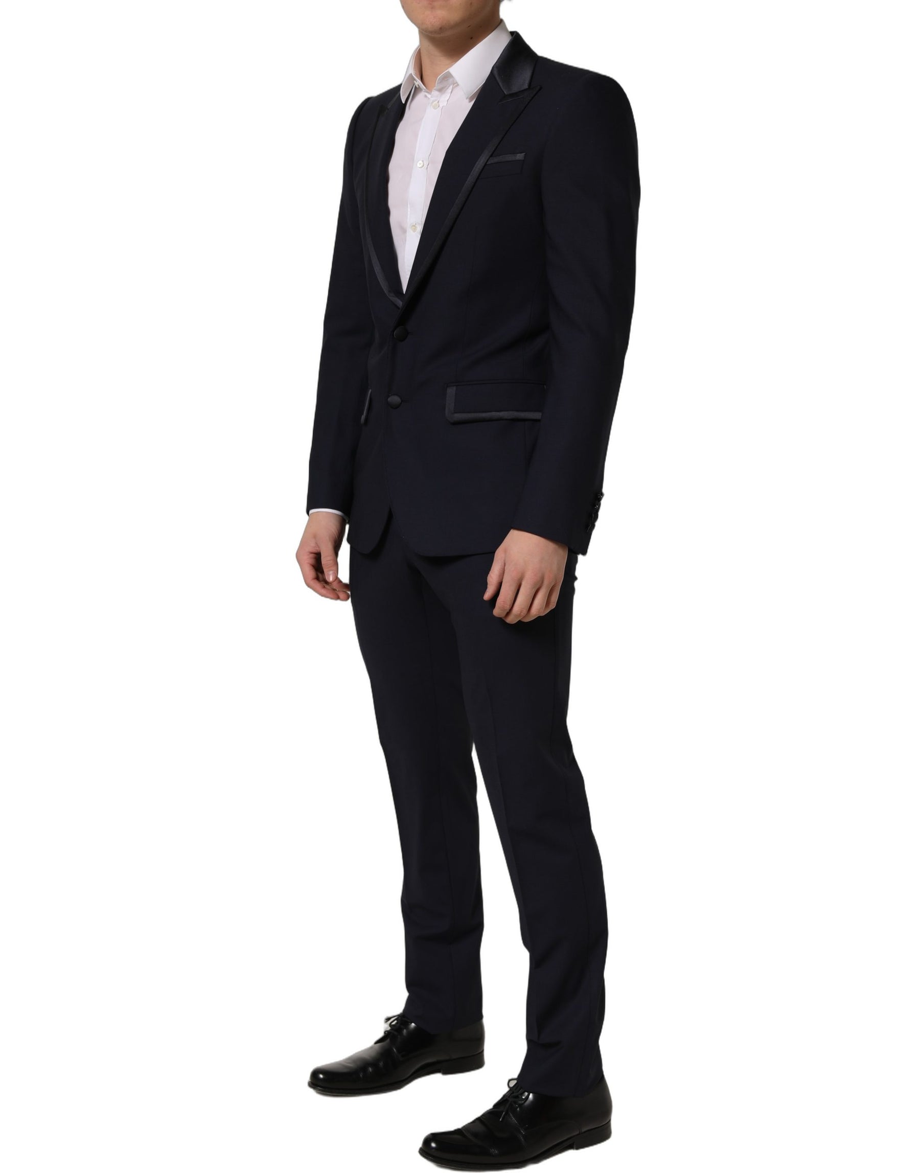 Dolce & Gabbana Black Wool Slim Fit Formal 2 Piece Men Suit | Regal Royce