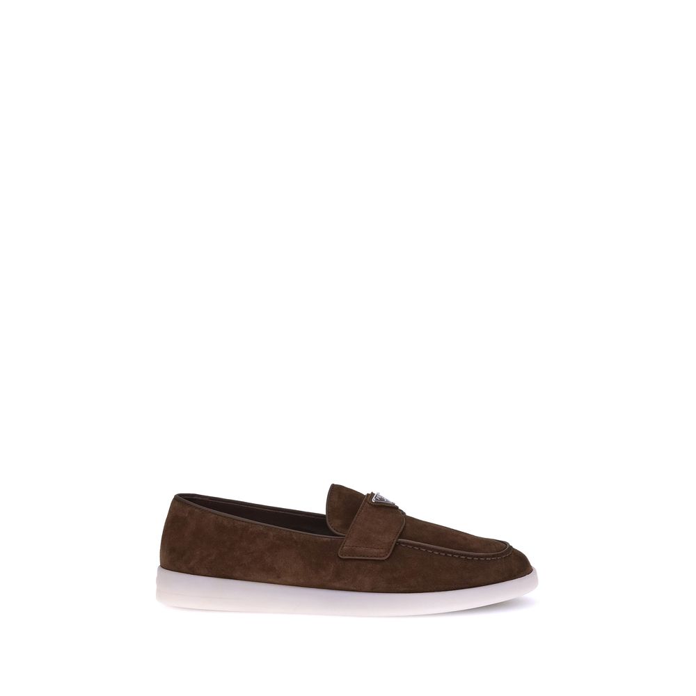Prada Brown Calf Leather Bos Taurus Slip-On Loafers | Regal Royce