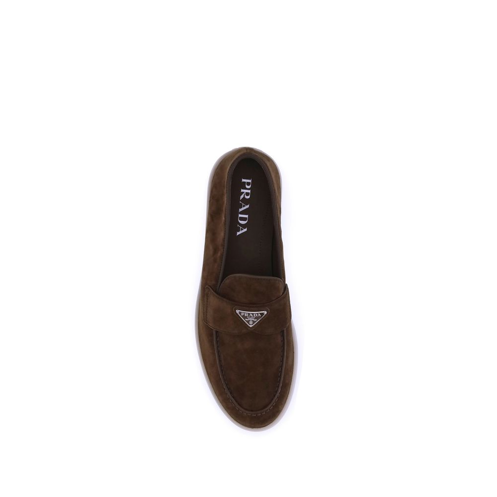 Prada Brown Calf Leather Bos Taurus Slip-On Loafers | Regal Royce
