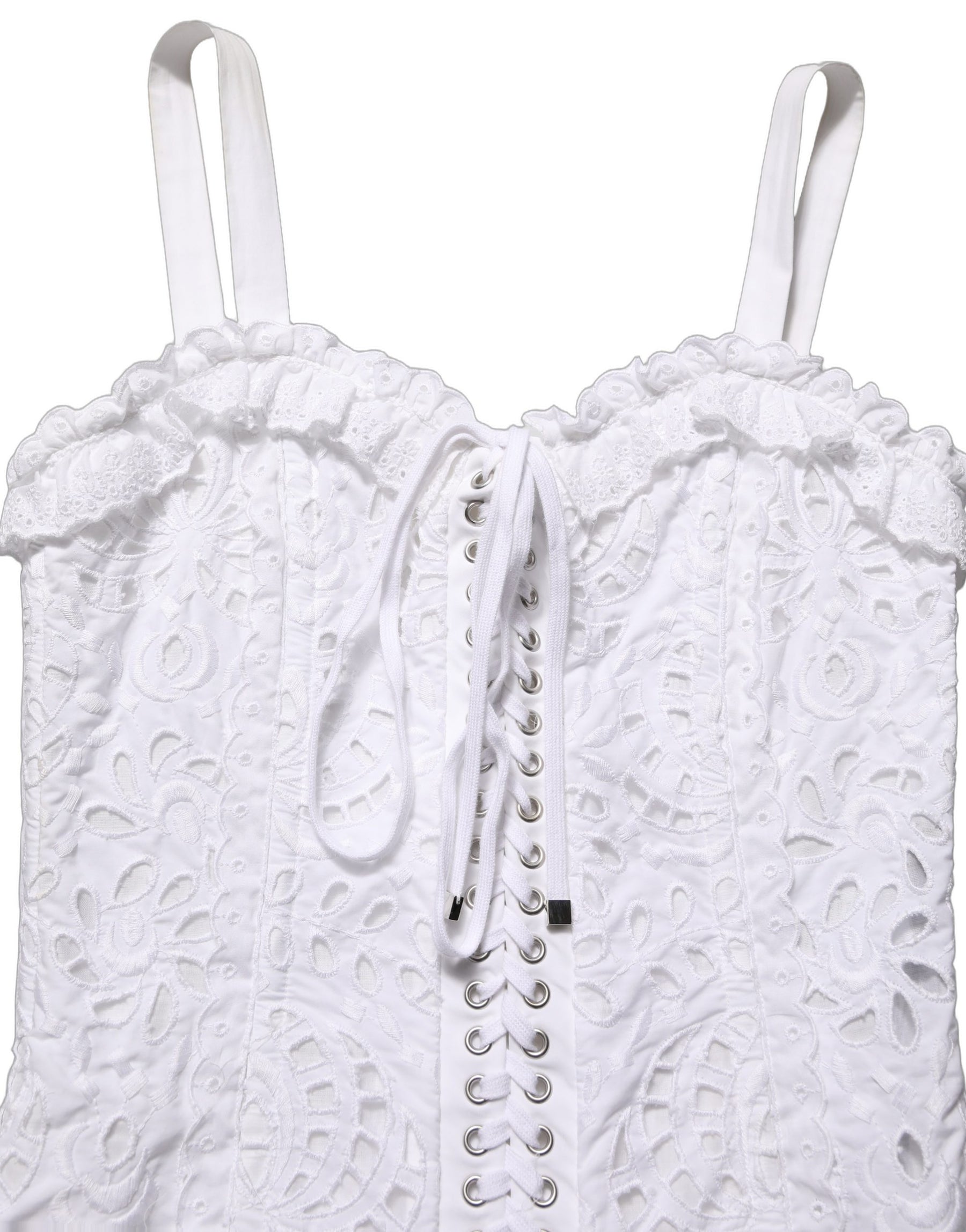 Dolce & Gabbana White Broderie Anglaise Cotton Mini Dress | Regal Royce