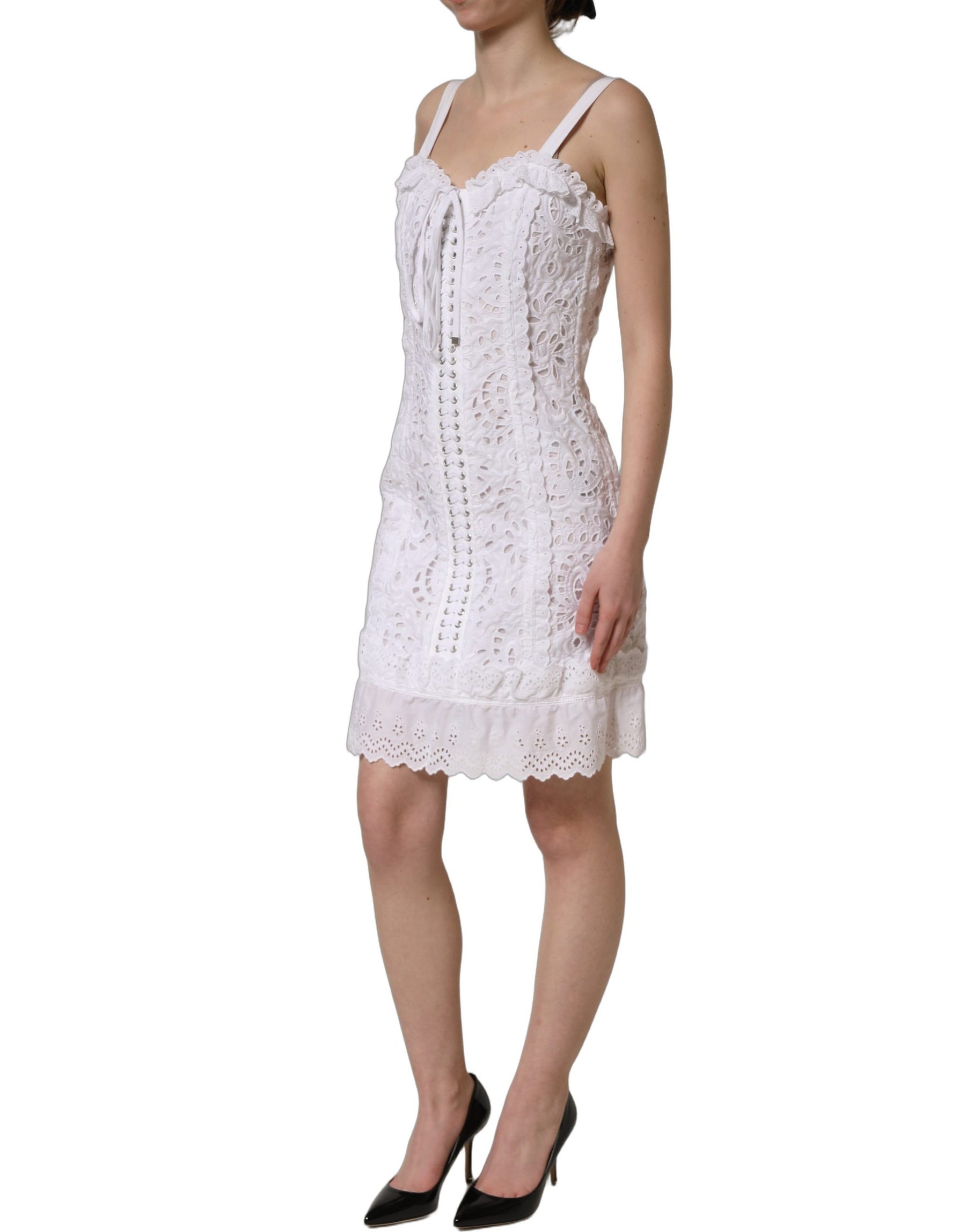 Dolce & Gabbana White Broderie Anglaise Cotton Mini Dress | Regal Royce