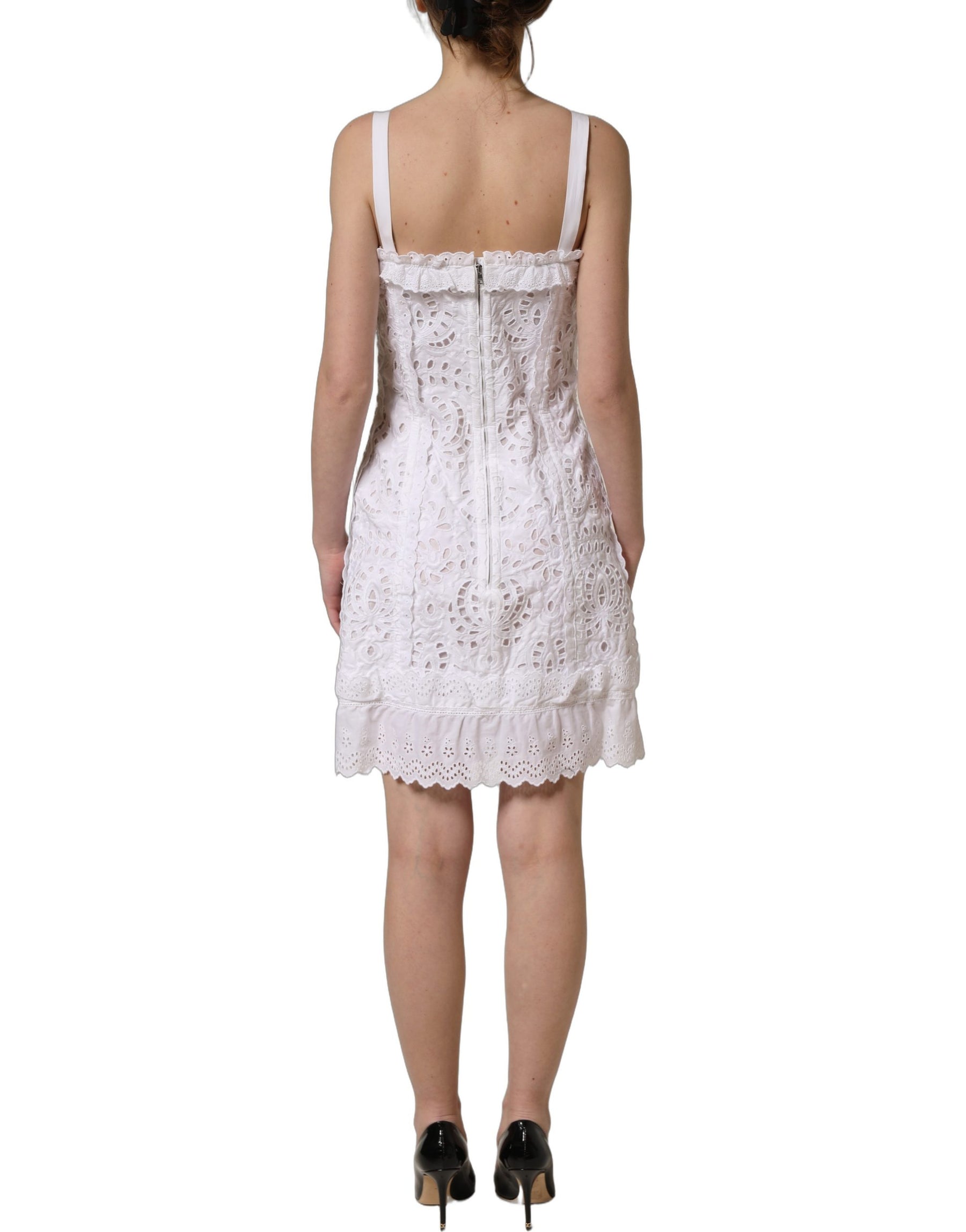 Dolce & Gabbana White Broderie Anglaise Cotton Mini Dress | Regal Royce