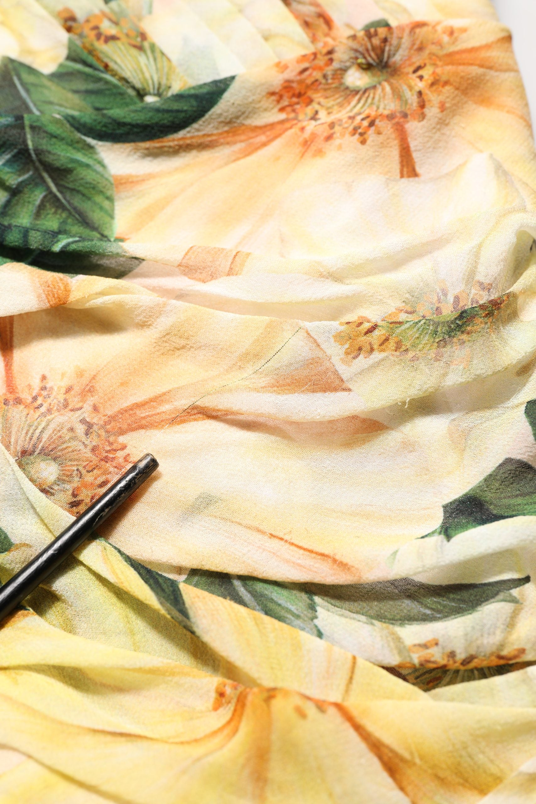 Dolce & Gabbana Yellow Floral Print Silk Pleated Maxi Dress | Regal Royce