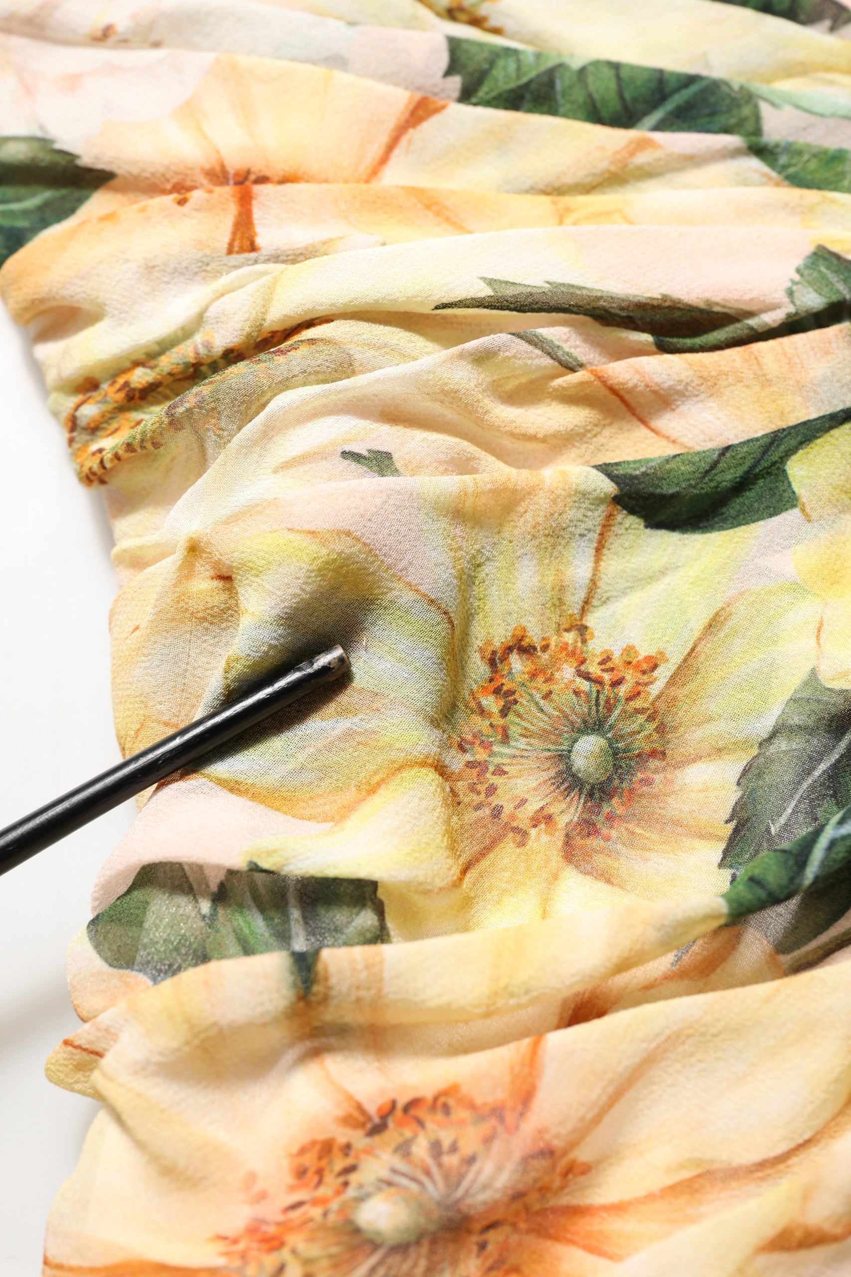 Dolce & Gabbana Yellow Floral Print Silk Pleated Maxi Dress | Regal Royce