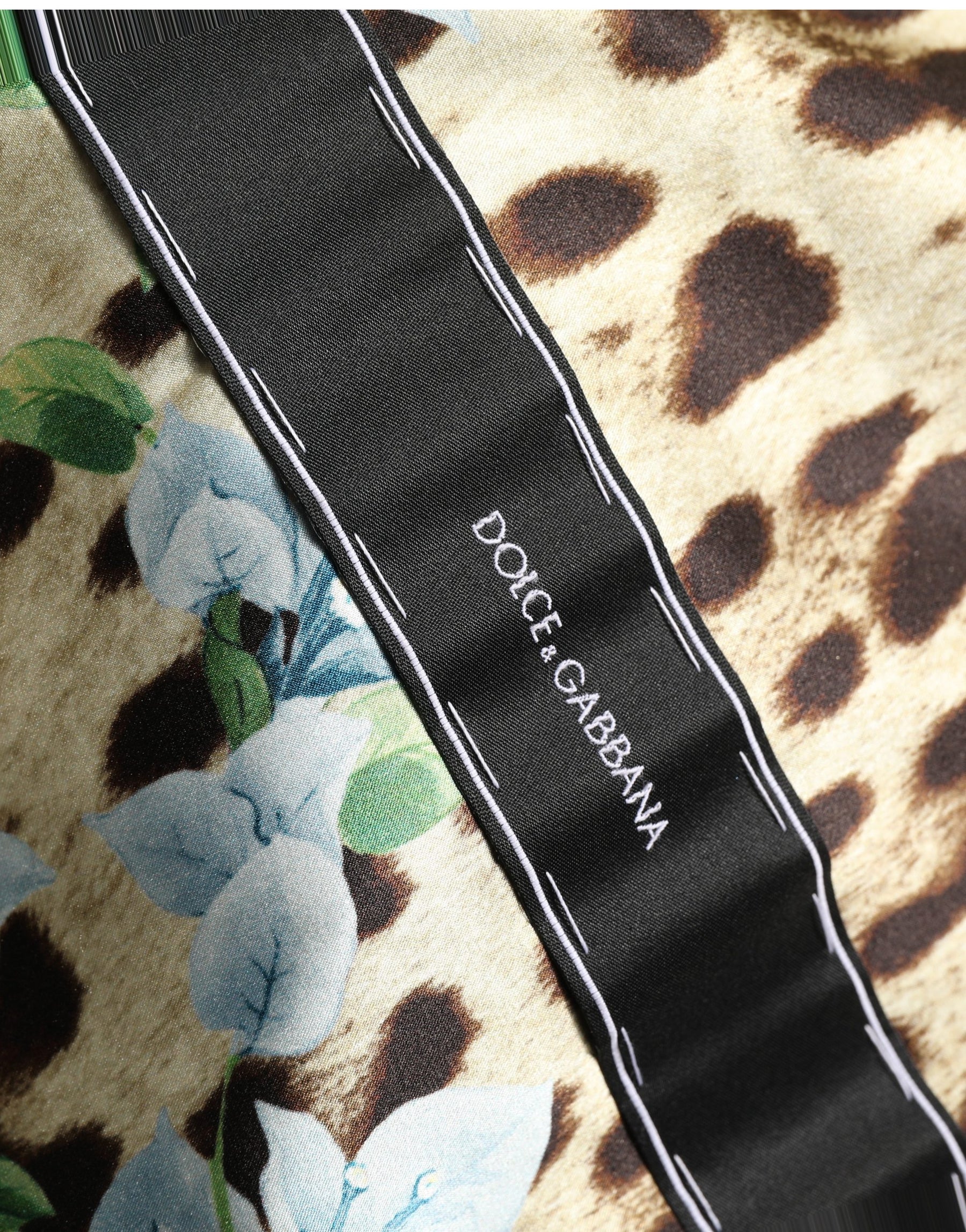 Dolce & Gabbana Multicolor Floral Leopard Silk Lace Trim Mini Dress | Regal Royce