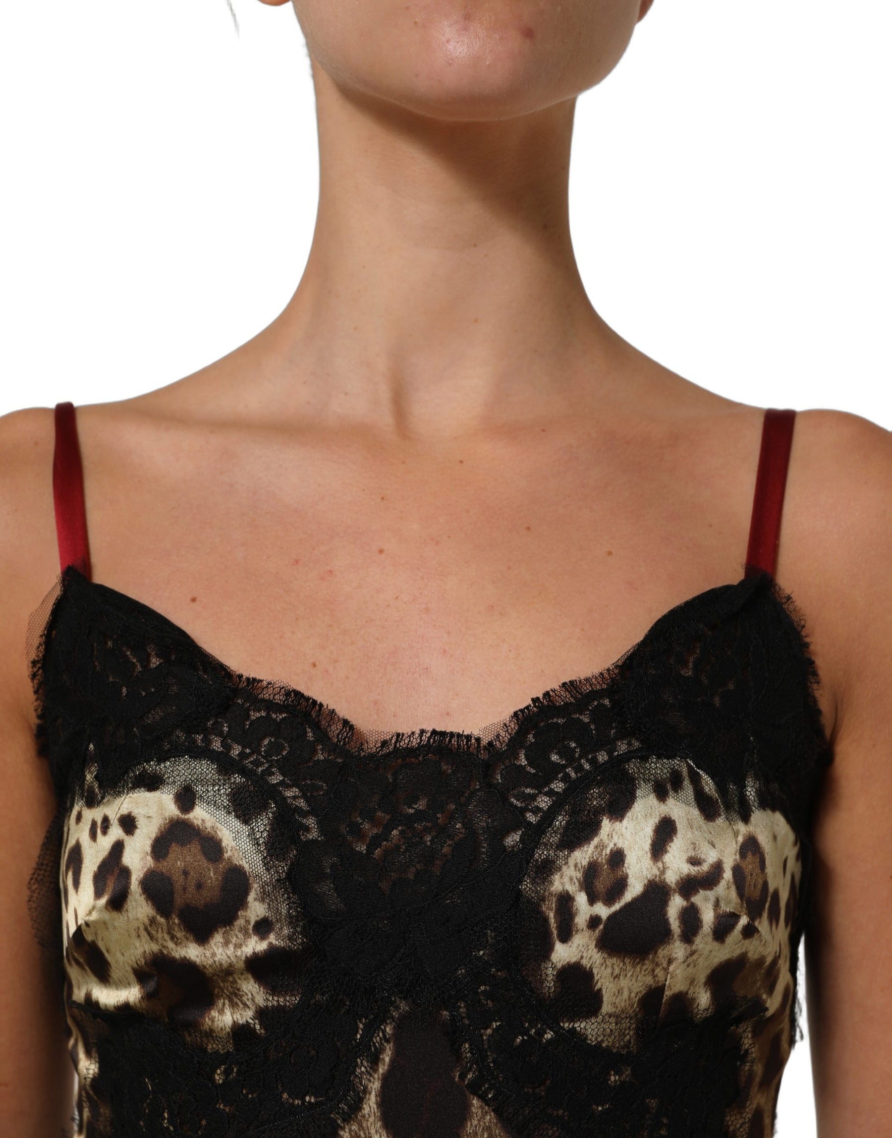 Dolce & Gabbana Multicolor Floral Leopard Silk Lace Trim Mini Dress | Regal Royce