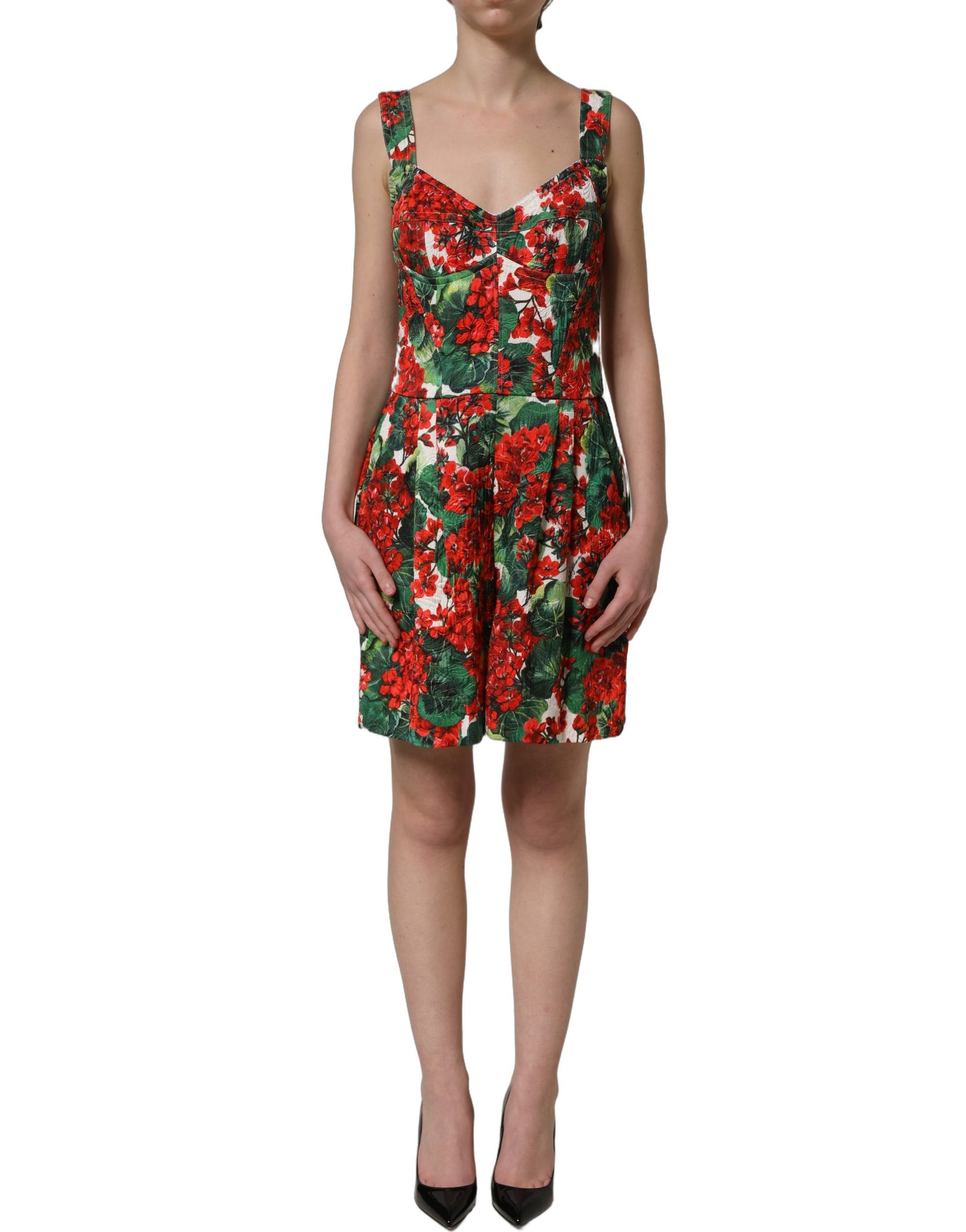 Dolce & Gabbana Multicolor Geranium Print A-line Mini Dress | Regal Royce