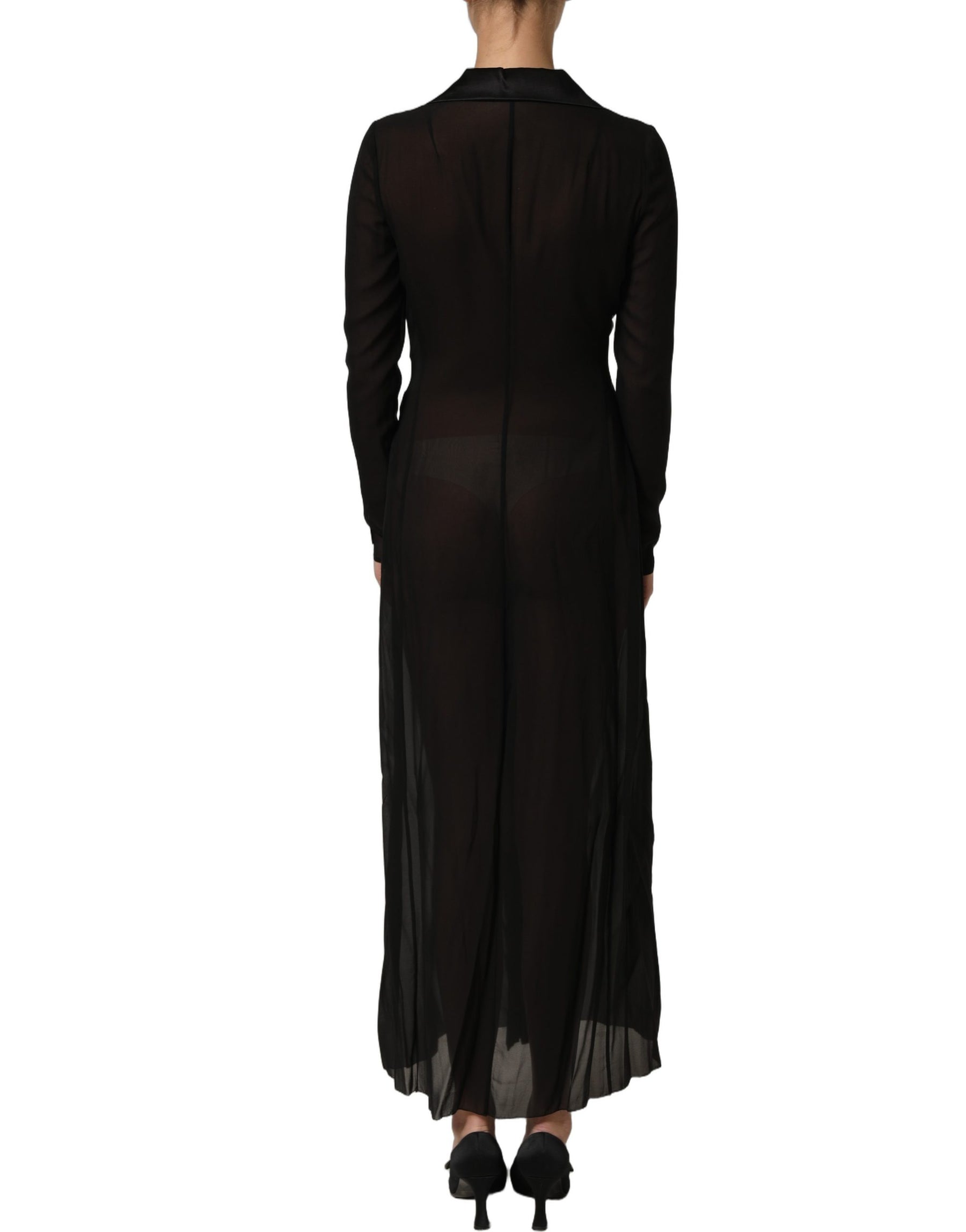 Dolce & Gabbana Black Silk Sheer Chiffon Long Maxi Dress | Regal Royce